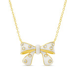 Lily Nily Bow Necklace CZ - White