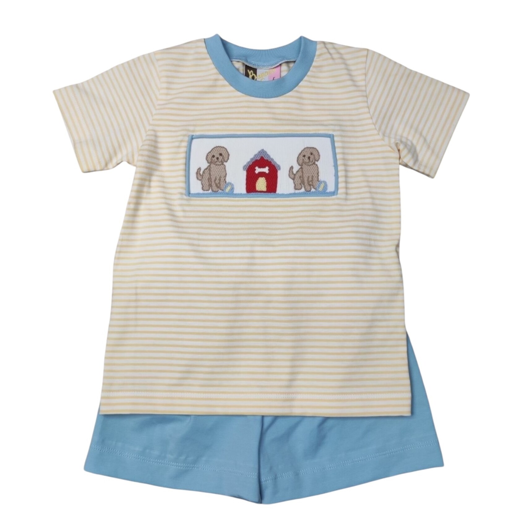 Banana Split Puppy Pals Smocked Short Set