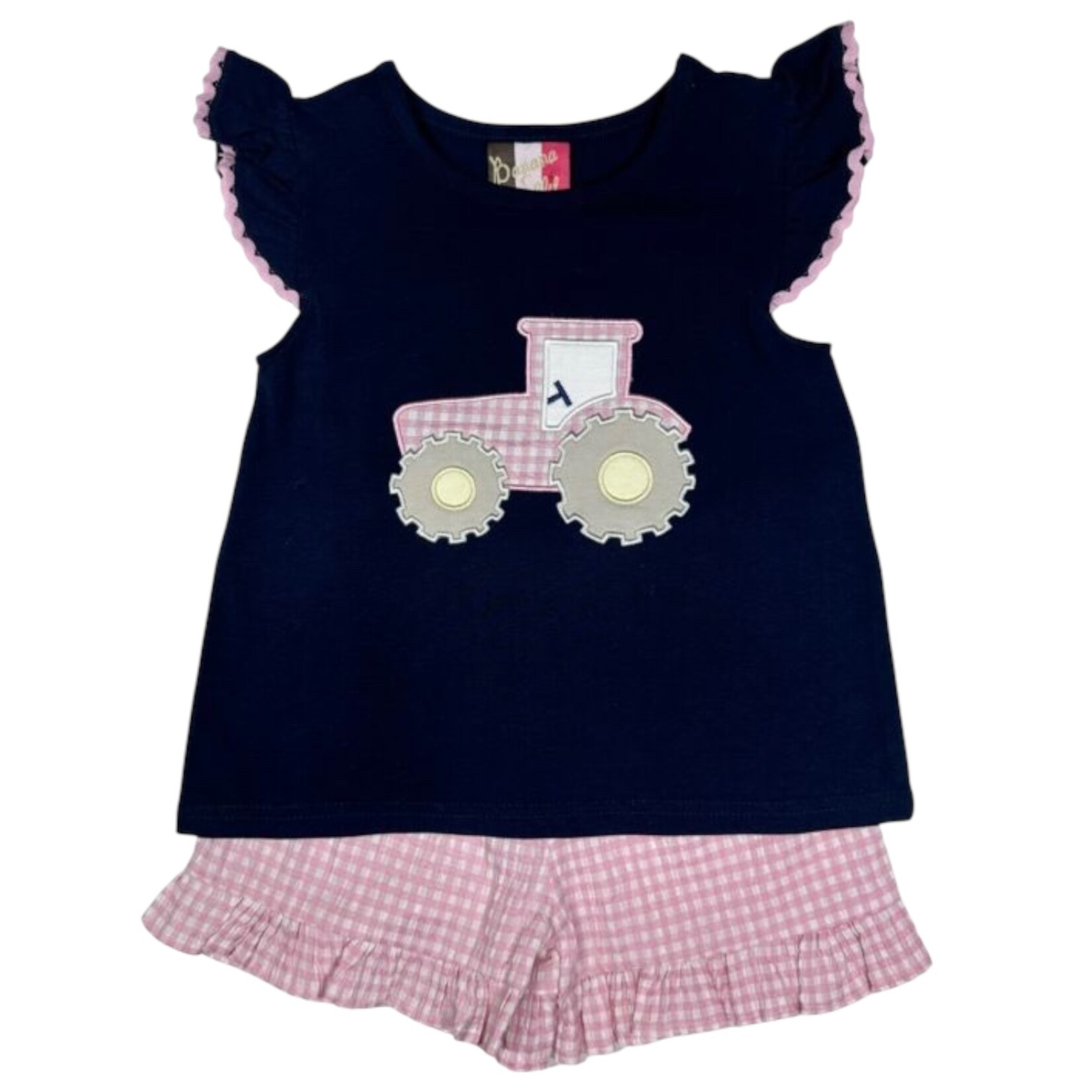 Banana Split Pink Tractor App Short Set
