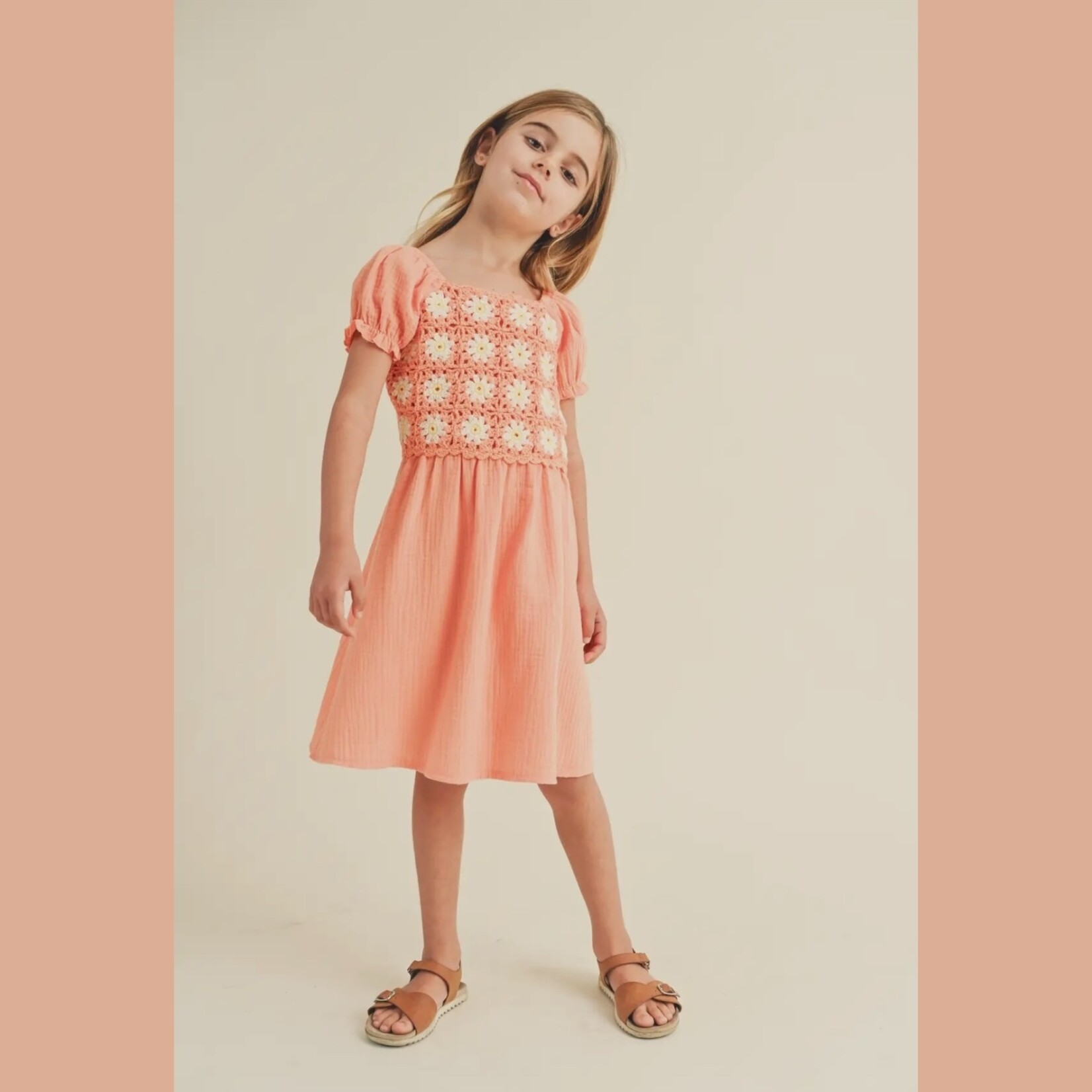 Heart and Arrow Coral Crochet Sun Dress