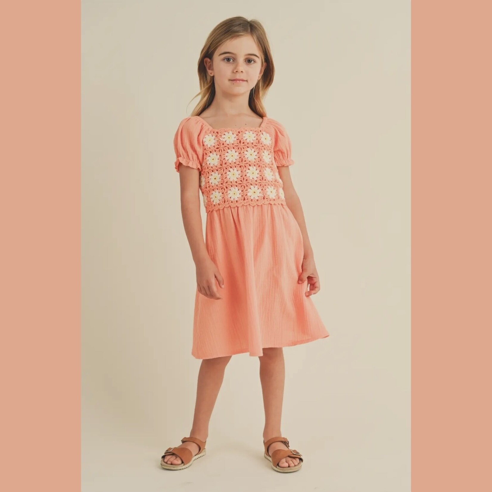 Heart and Arrow Coral Crochet Sun Dress