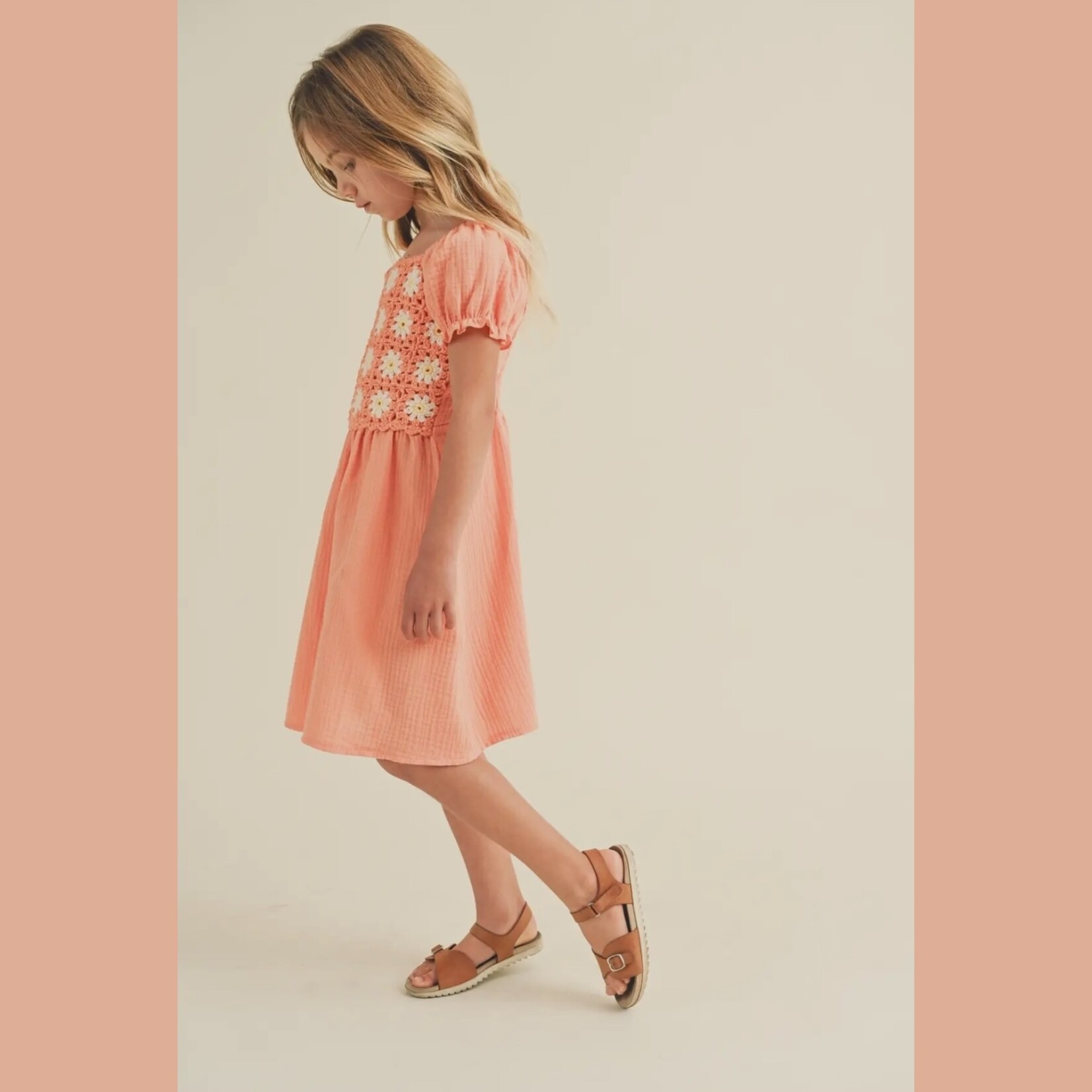 Heart and Arrow Coral Crochet Sun Dress