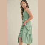 Heart and Arrow Sage Swiss Dot Midi Dress