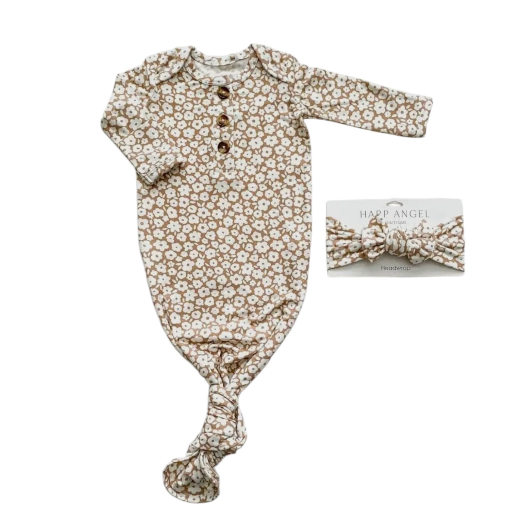 Harp Angel Mocha Ditsy Gown & Headband
