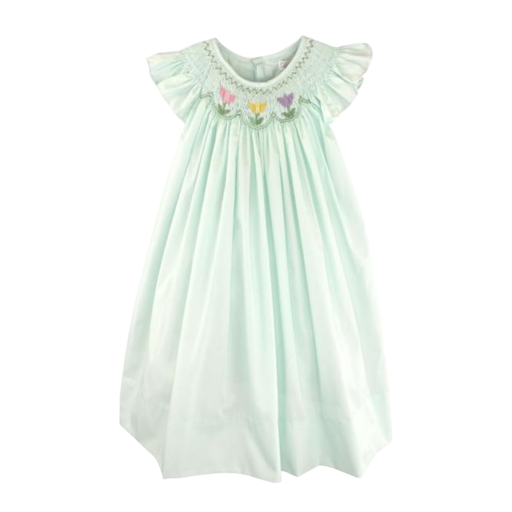 Petit Ami Mint Tulips Smocked Dress