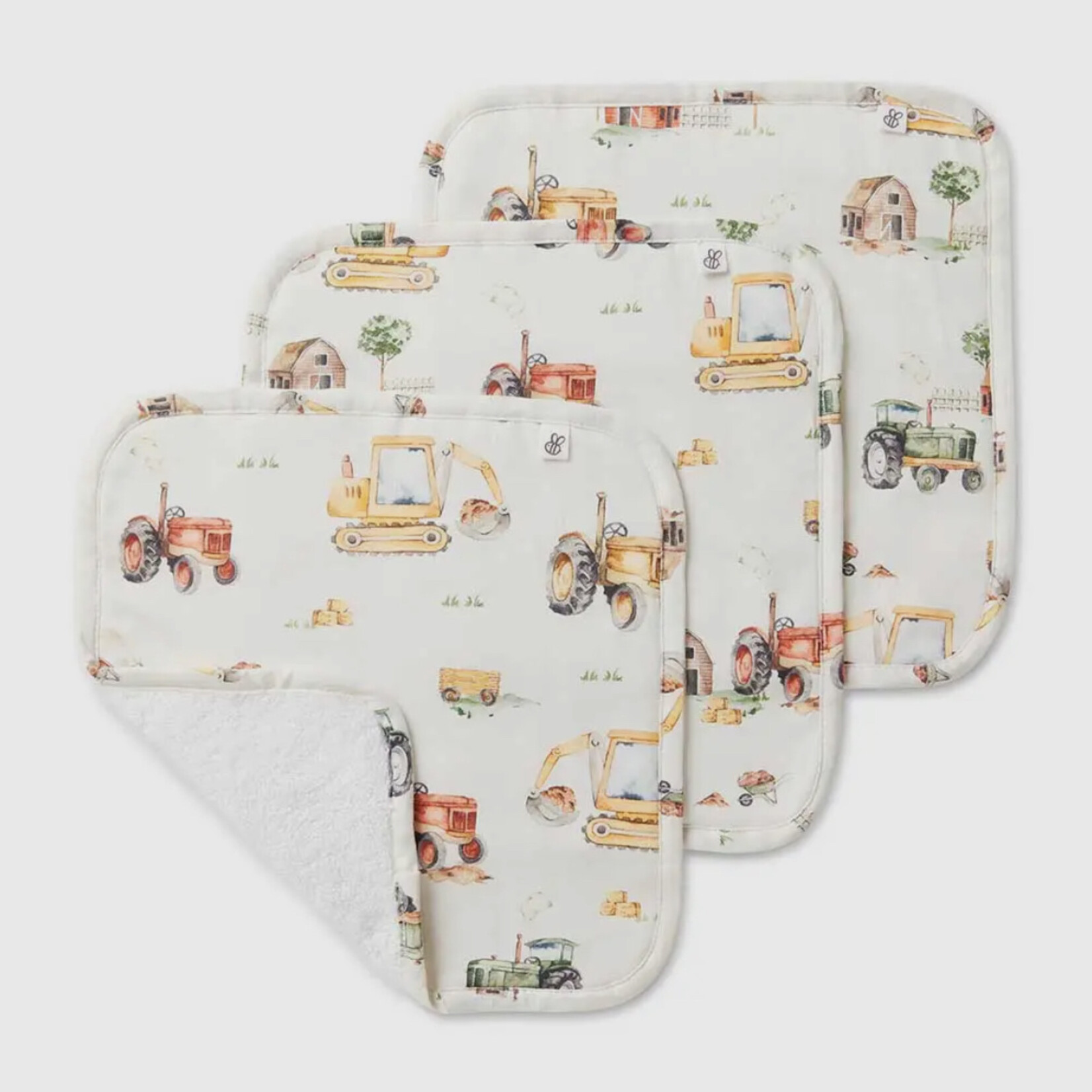Snuggle Hunny Diggers & Tractors Organic Wash Cloths