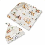 Snuggle Hunny Diggers & Tractors Wrap & Hat Set