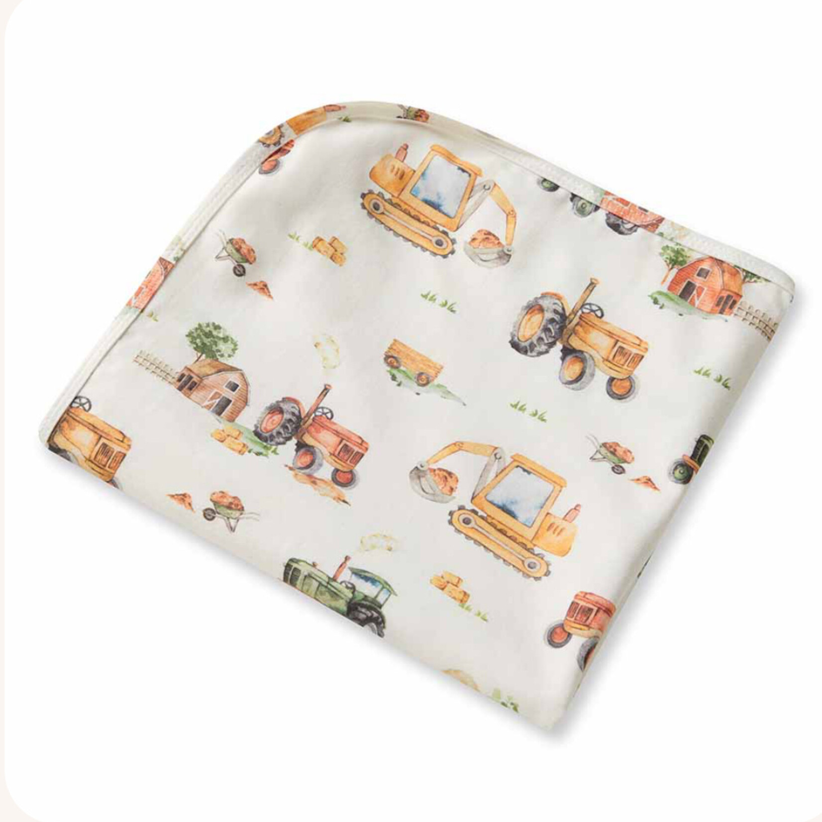 Snuggle Hunny Diggers & Tractors Wrap & Hat Set