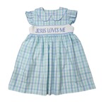 Three Sisters Jesus Loves Me Smocked Dress