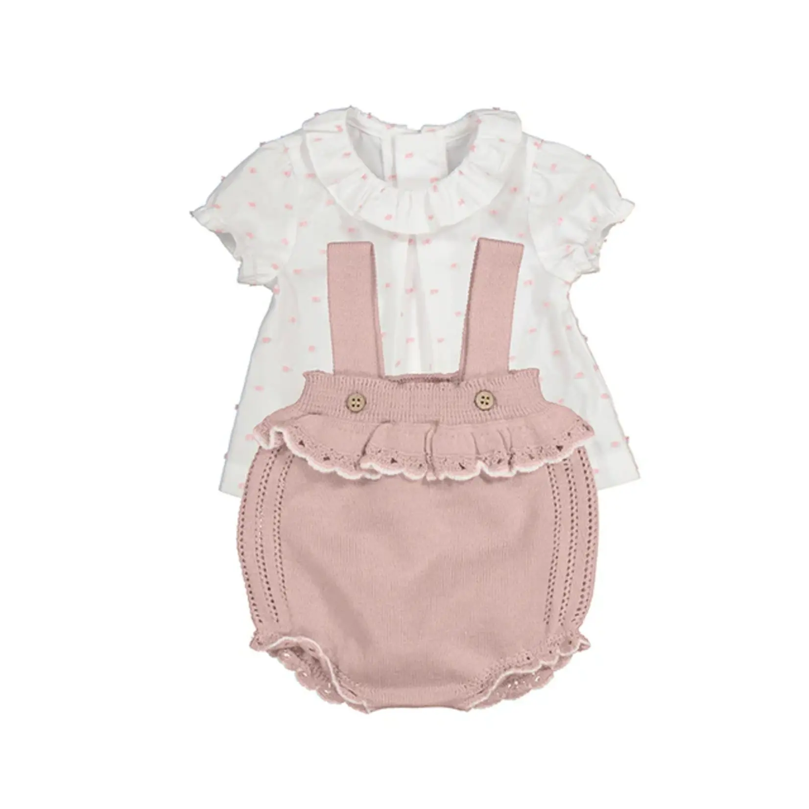 Mayoral Pink Knit Dungaree Set
