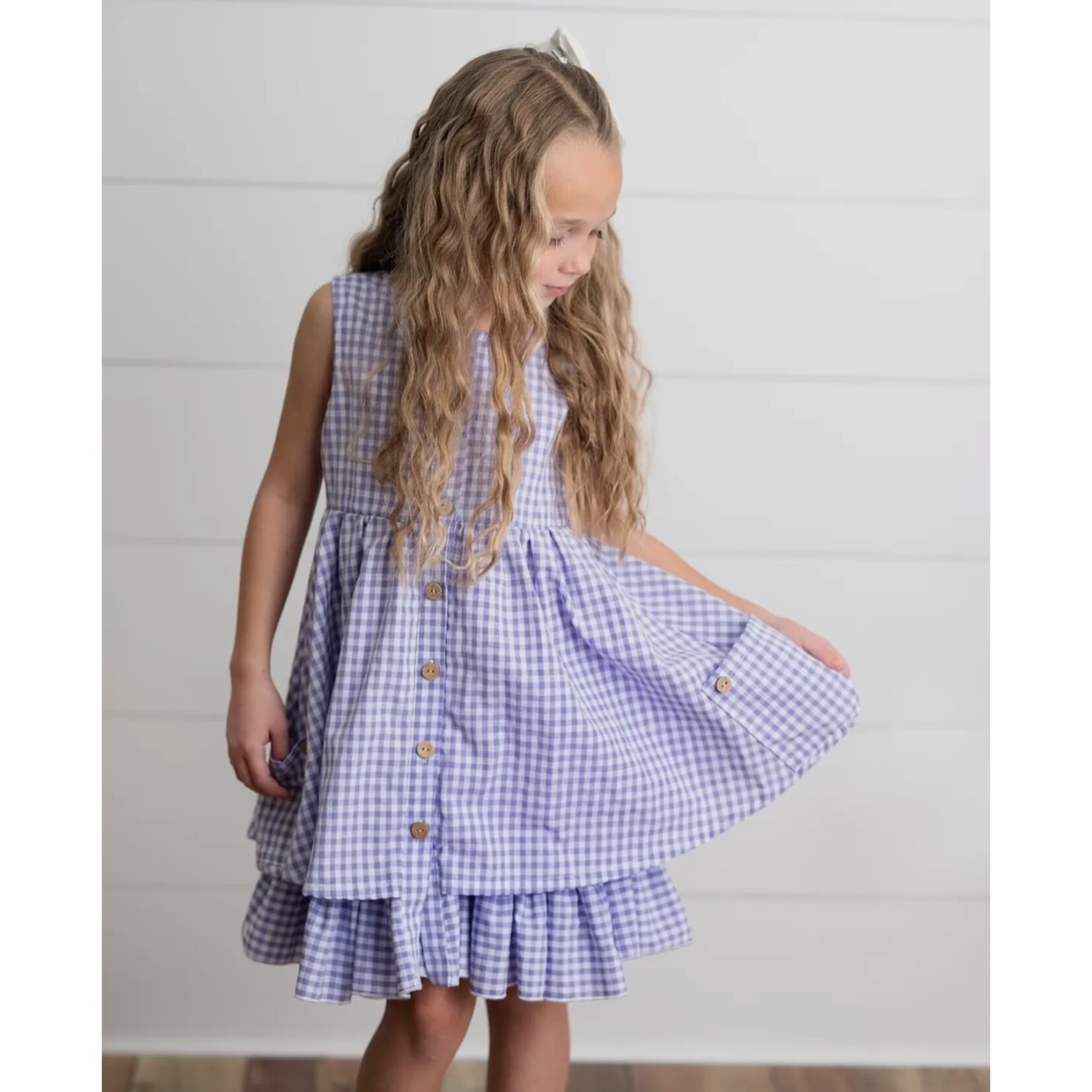 Lavender Gingham Pocket Dress