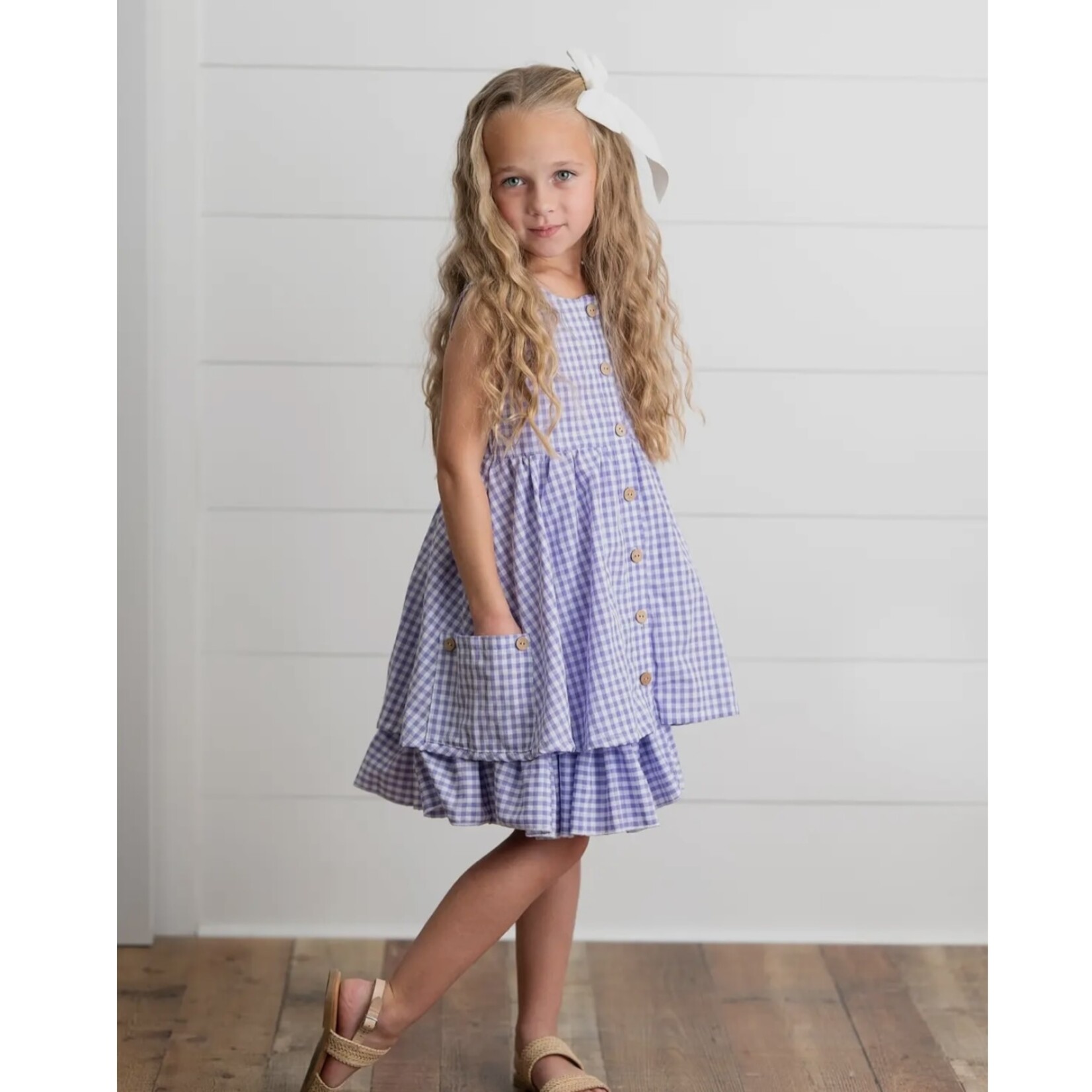 Lavender Gingham Pocket Dress