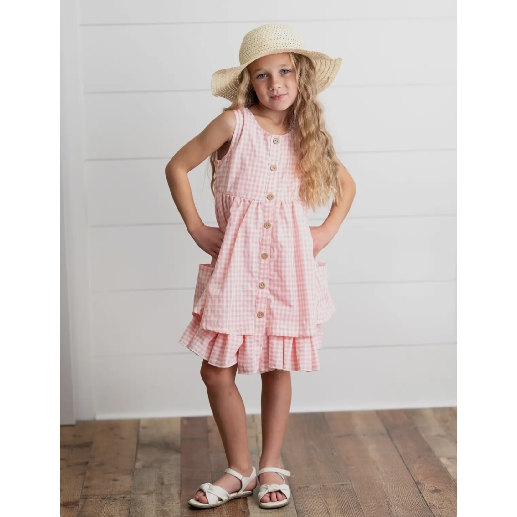 Pink Gingham Pocket Dress