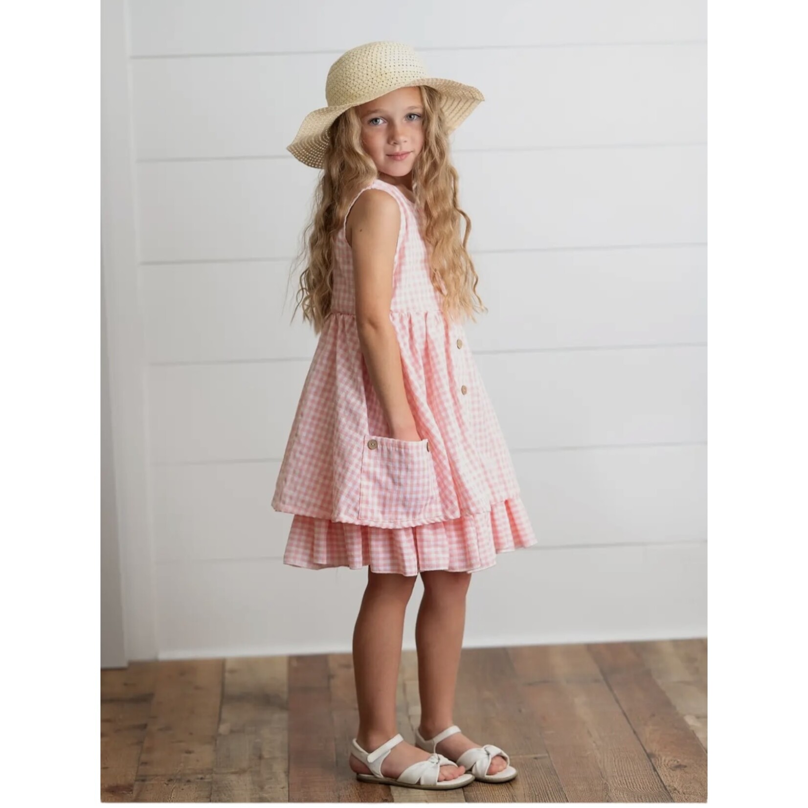 Pink Gingham Pocket Dress