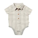 Me & Henry Grey/White Plaid Helford Onesie