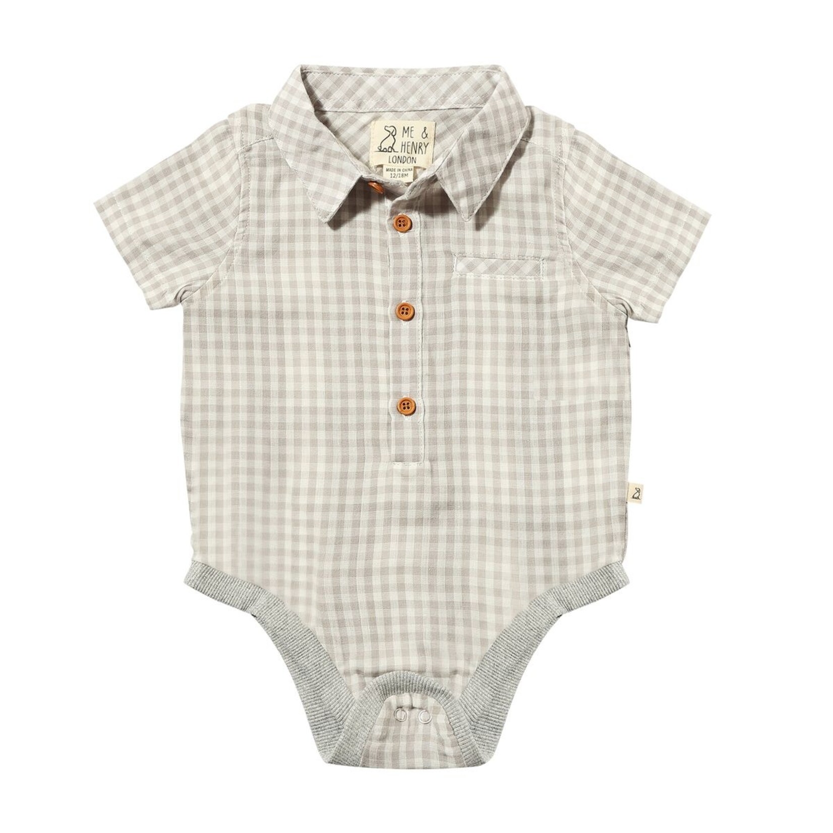 Me & Henry Grey/White Plaid Helford Onesie