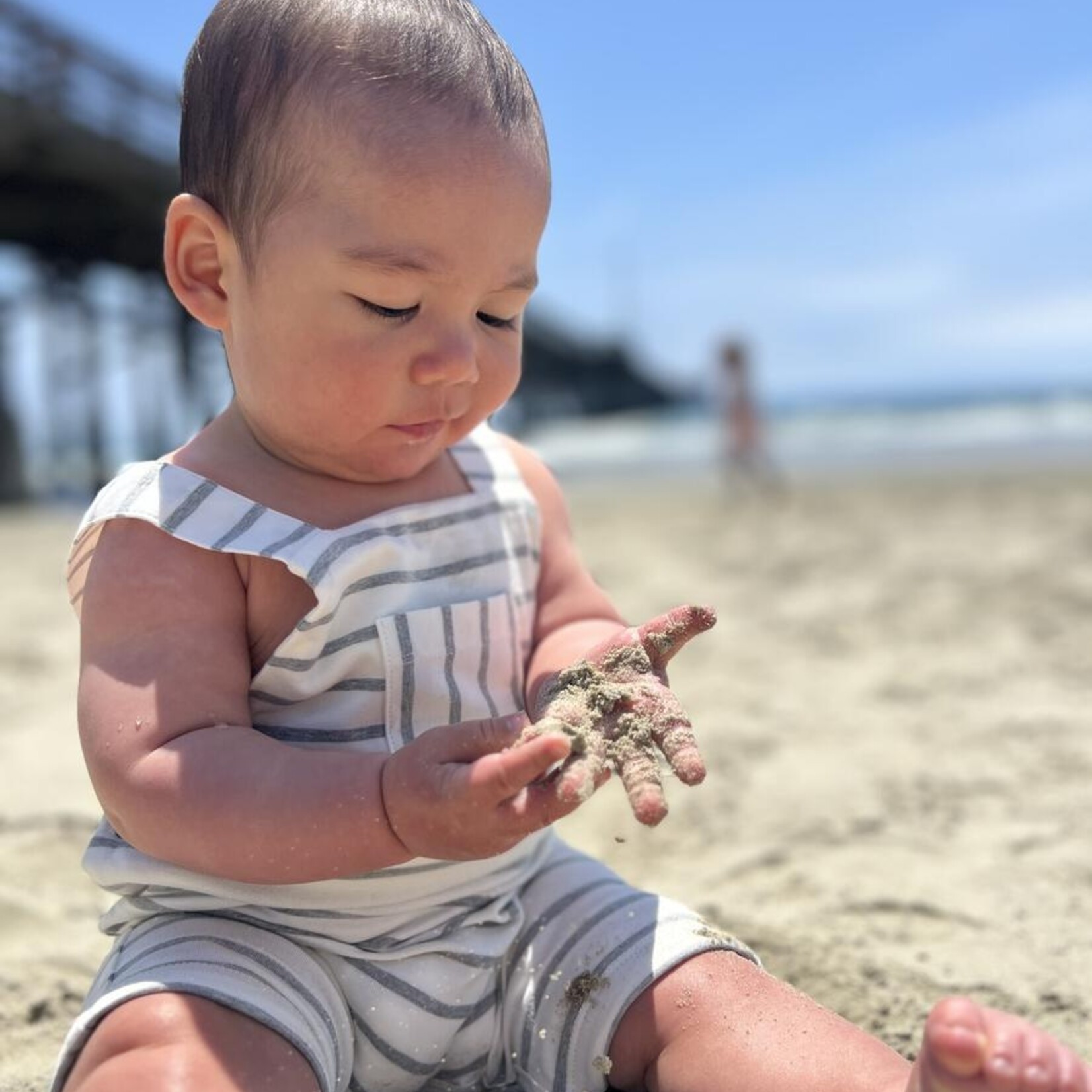 Me & Henry White/Grey Dandy Romper