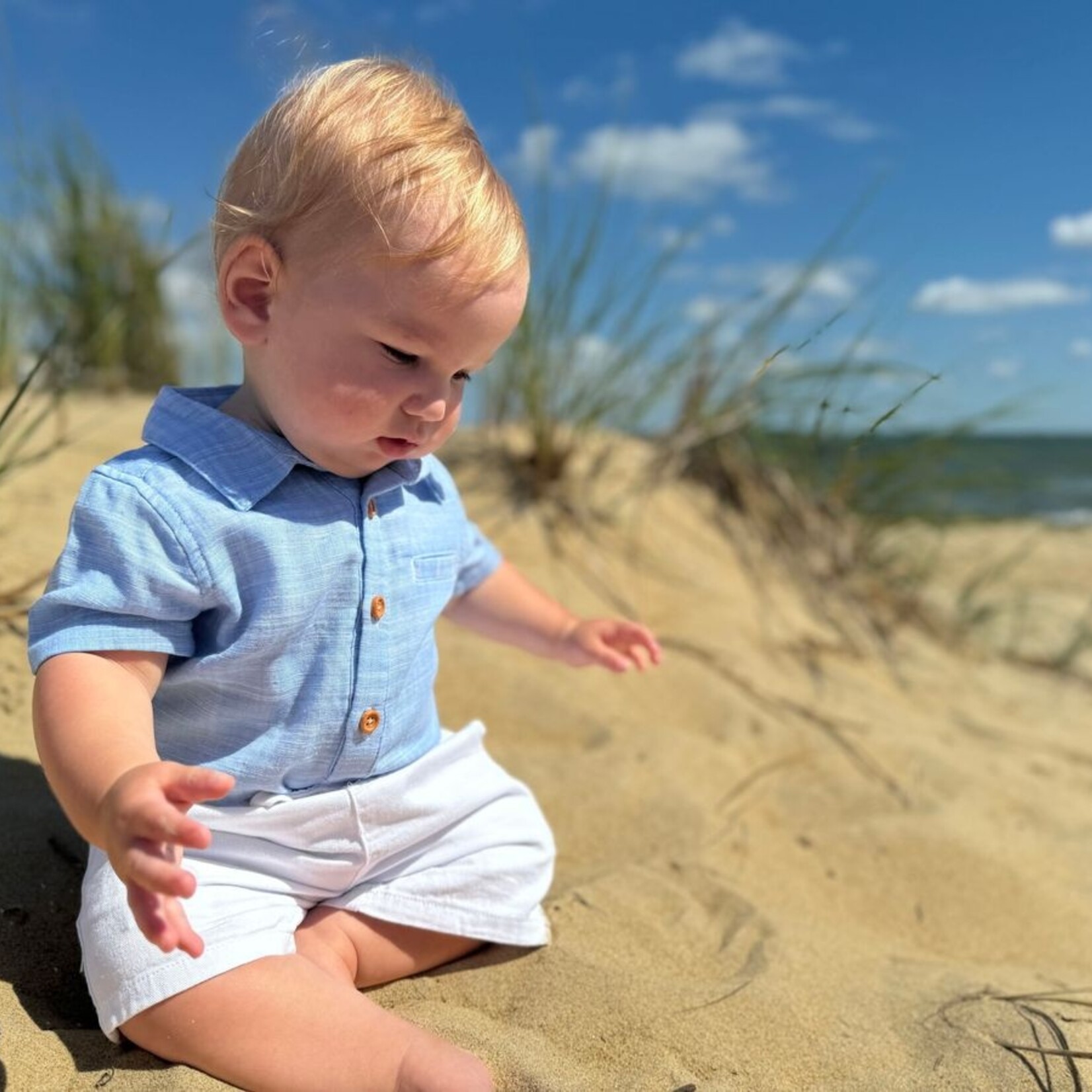 Me & Henry Blue Helford Onesie