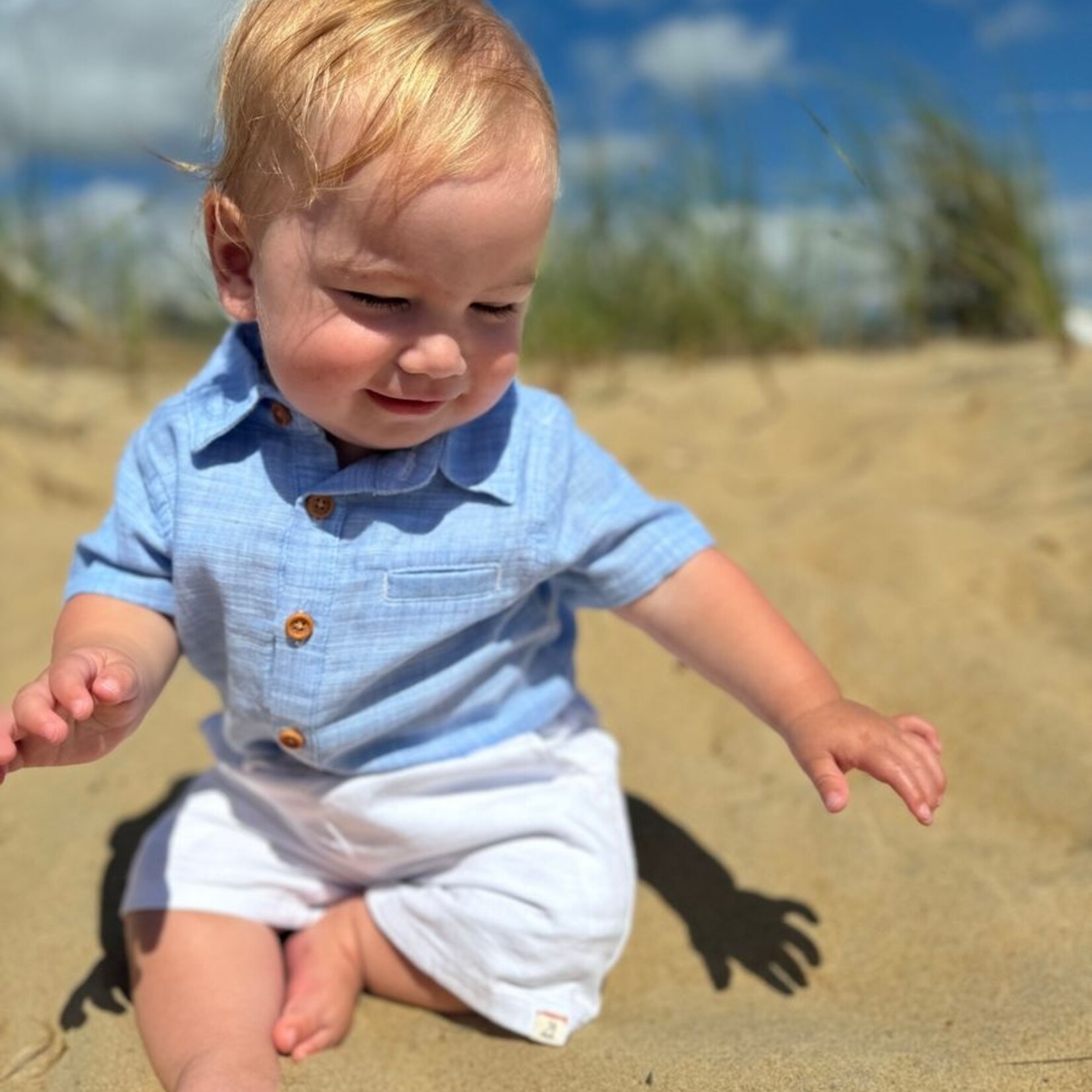 Me & Henry Blue Helford Onesie