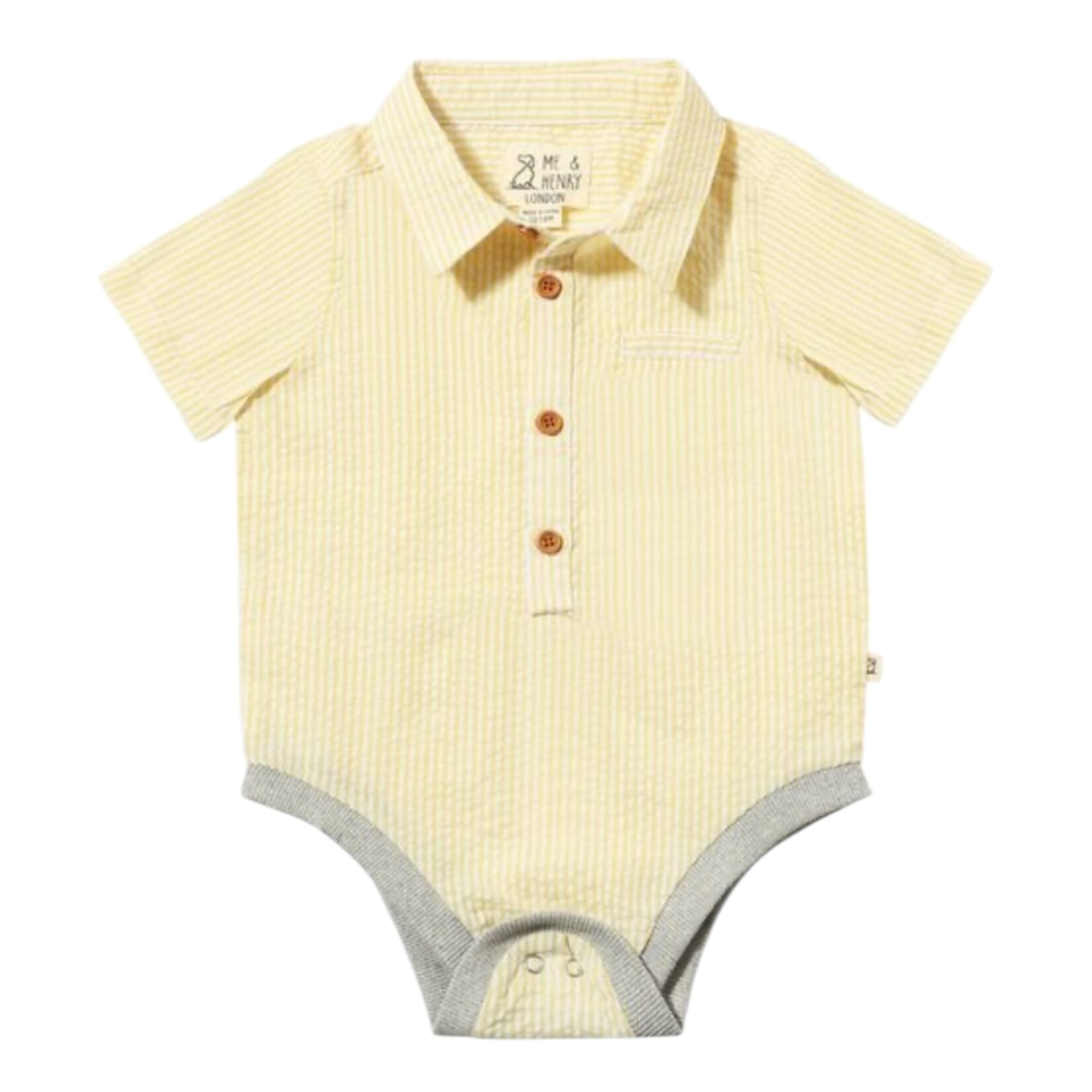 Me & Henry Yellow Seersucker Helford Onesie