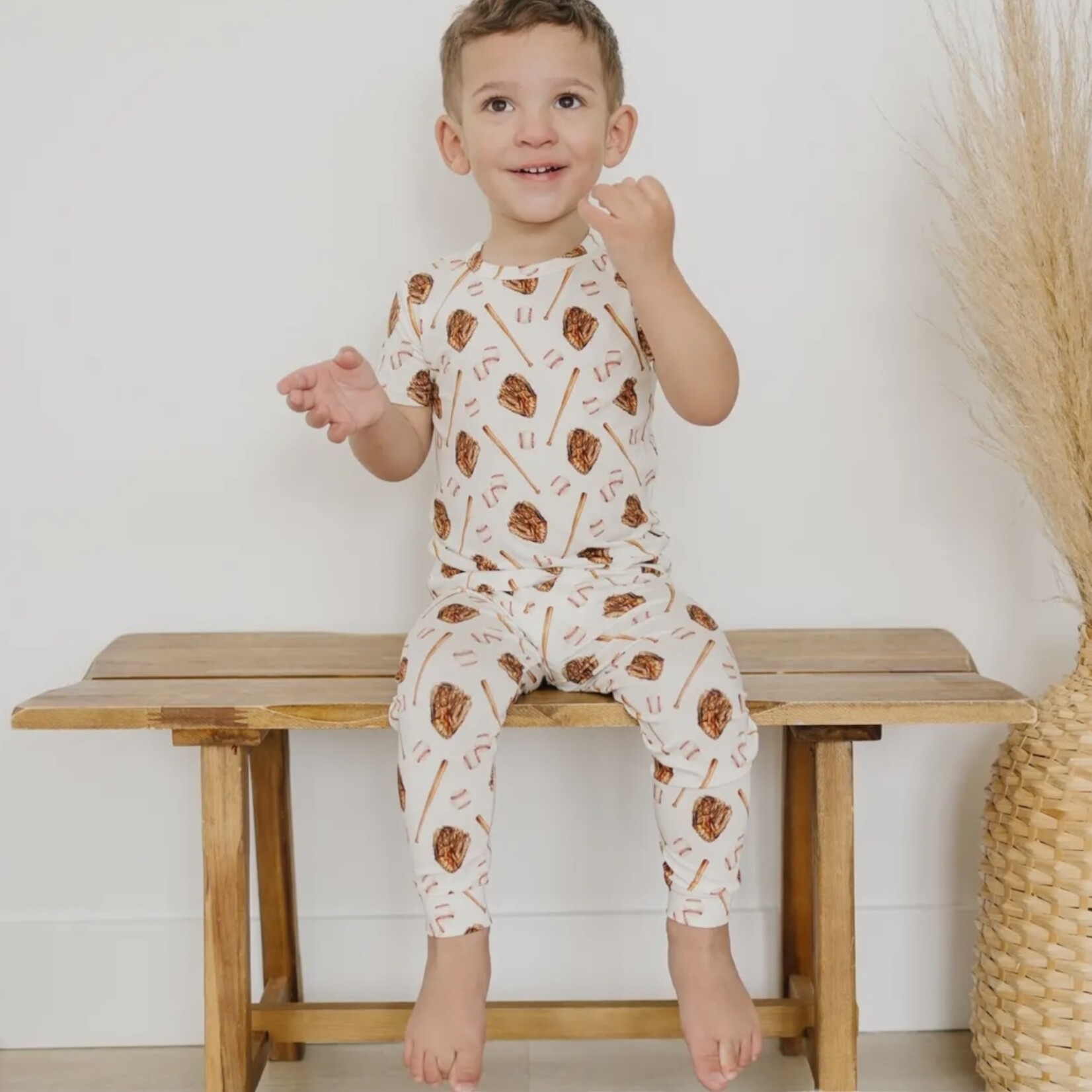 Little Joy Co. Baseball Print Bamboo PJ Set