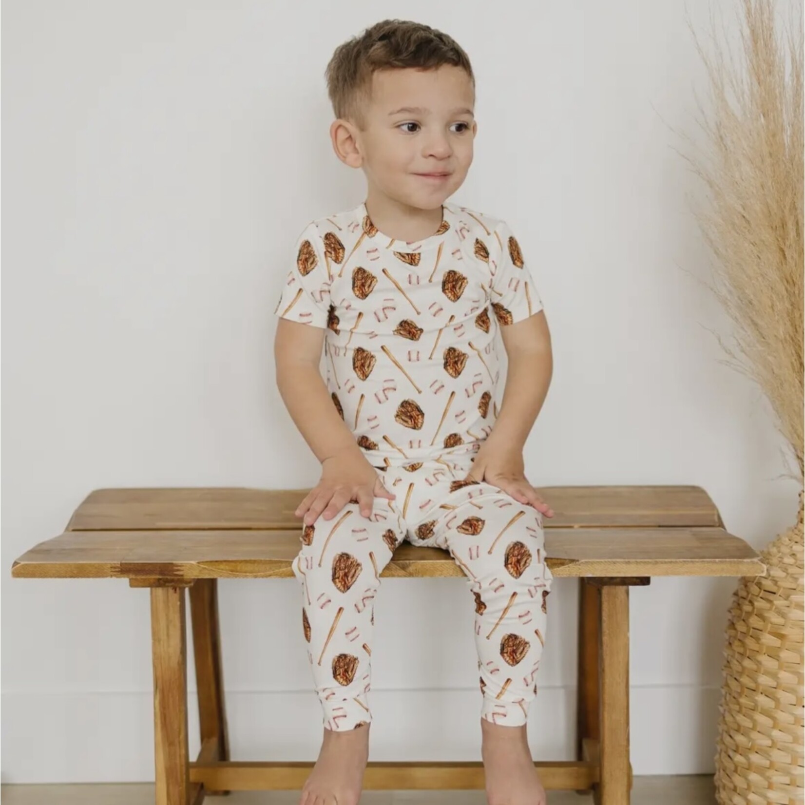 Little Joy Co. Baseball Print Bamboo PJ Set