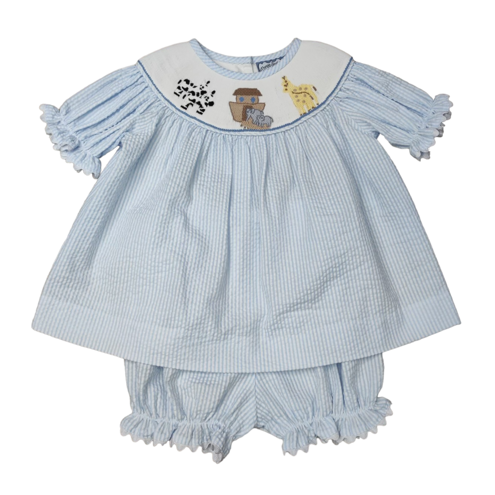 Three Sisters Noah's Ark Smocked Bloomer Set