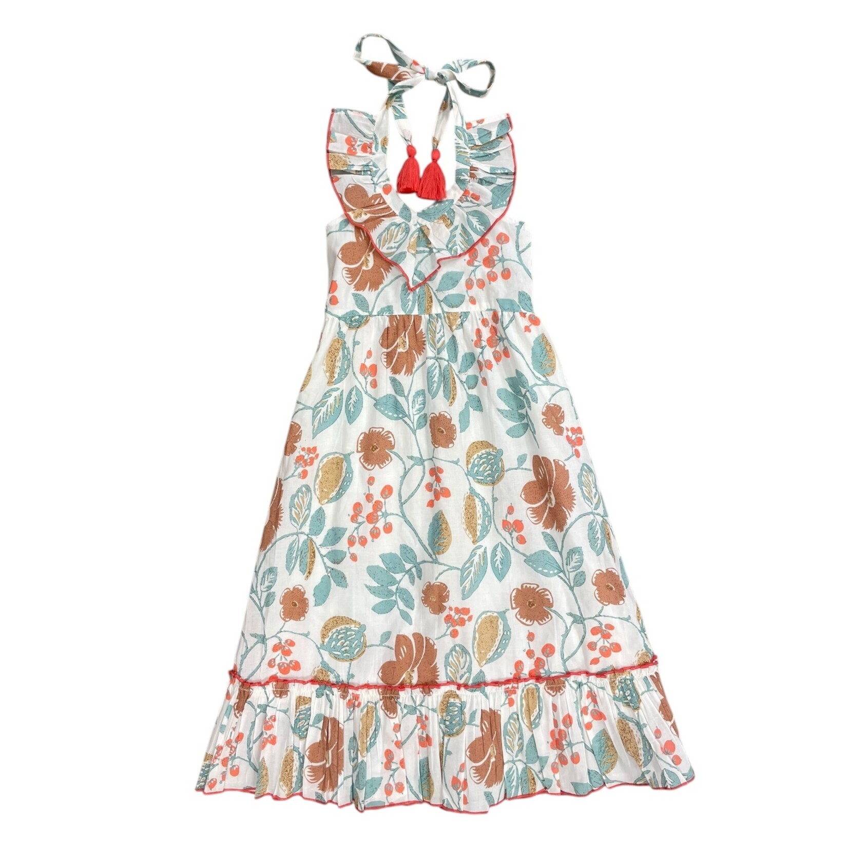 Yo Baby Aqua Coral Floral Maxi Dress