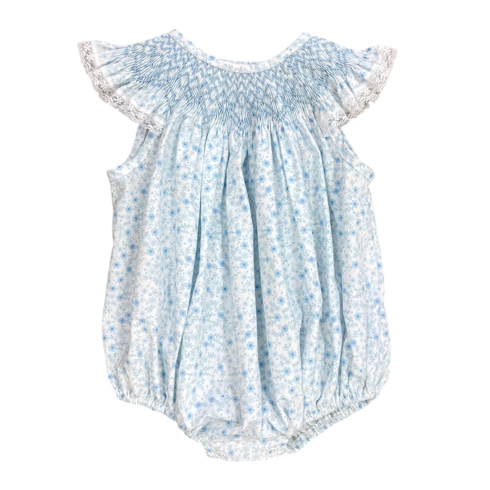 Blue Flower Meadow Smocked Bubble