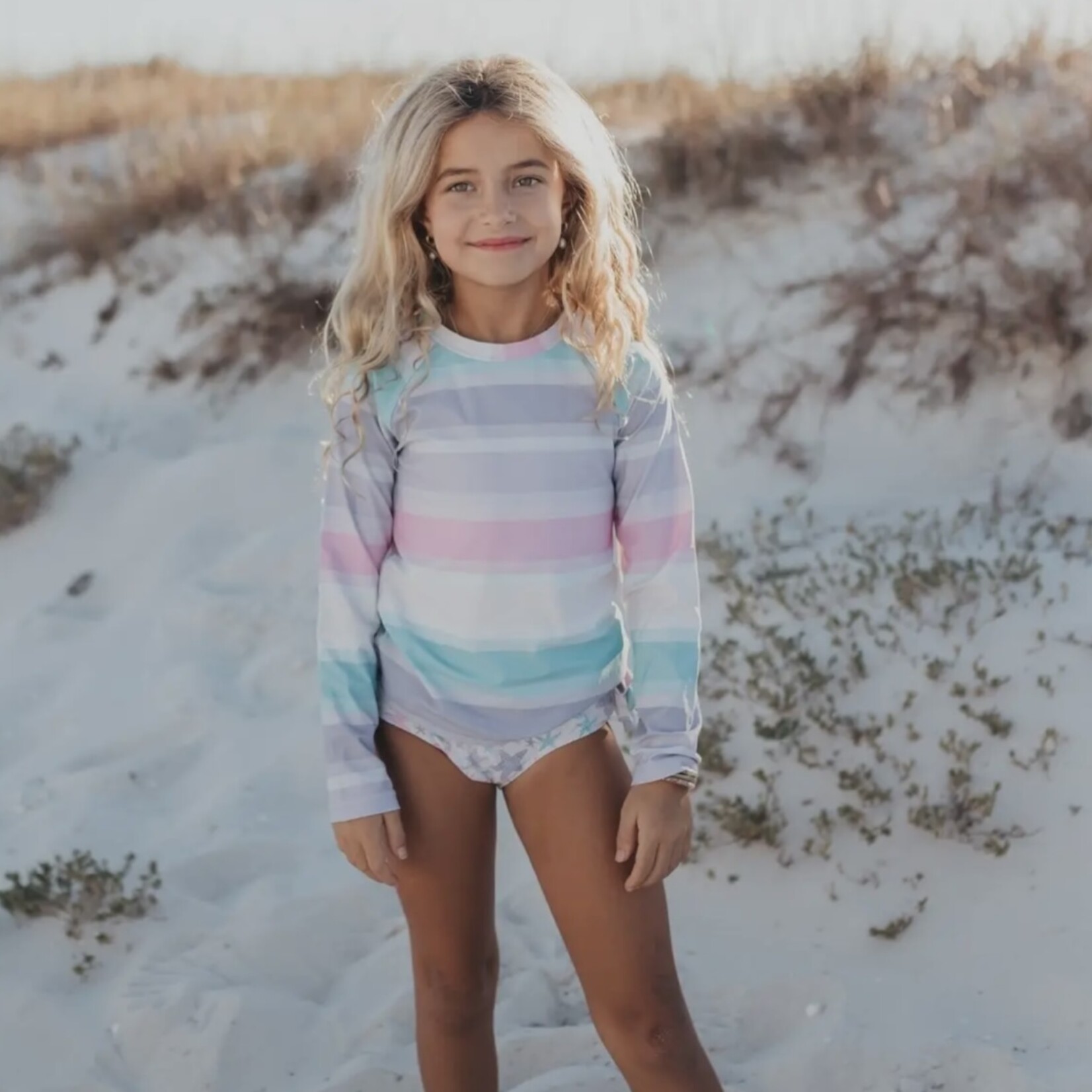 Pastel Star Fish Rash Guard Swim