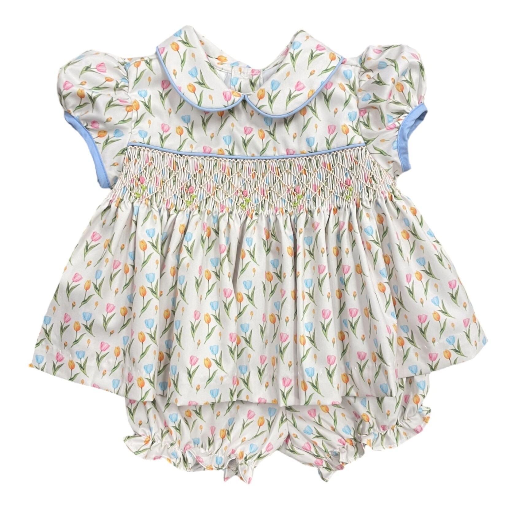 Colorful Tulips Smocked Bloomer Set