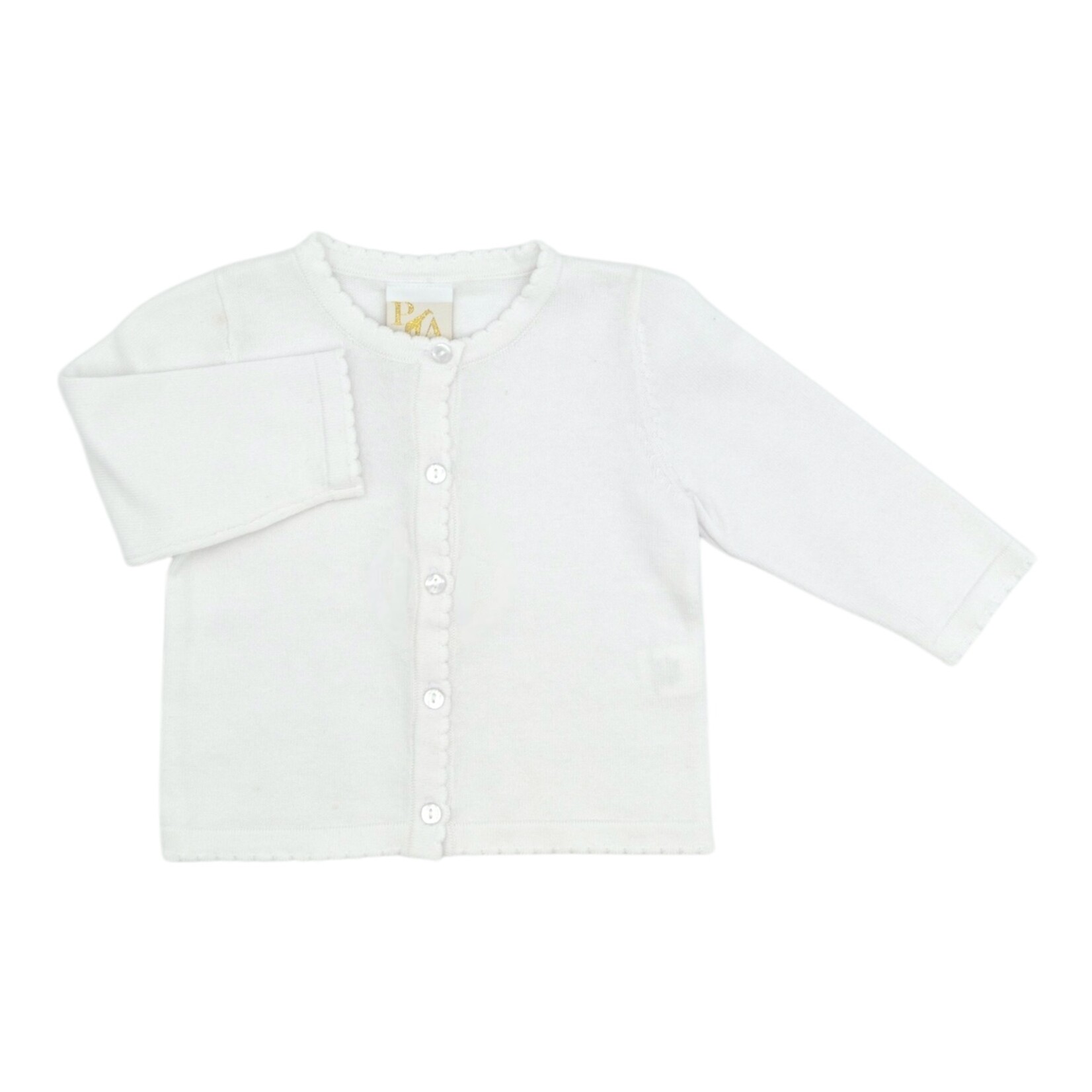 Petit Ami White Scalloped Button Girl Sweater