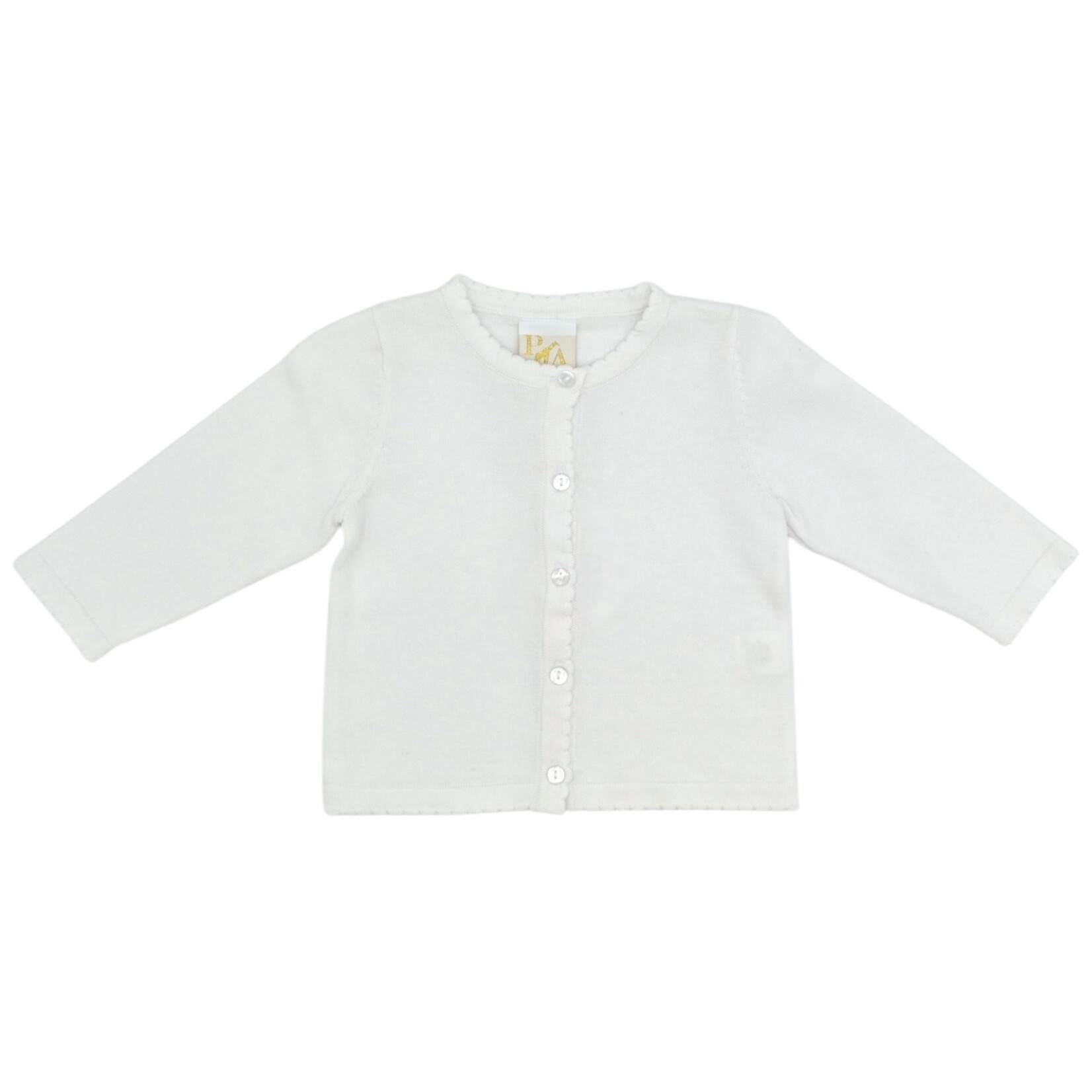 Petit Ami White Scalloped Button Girl Sweater
