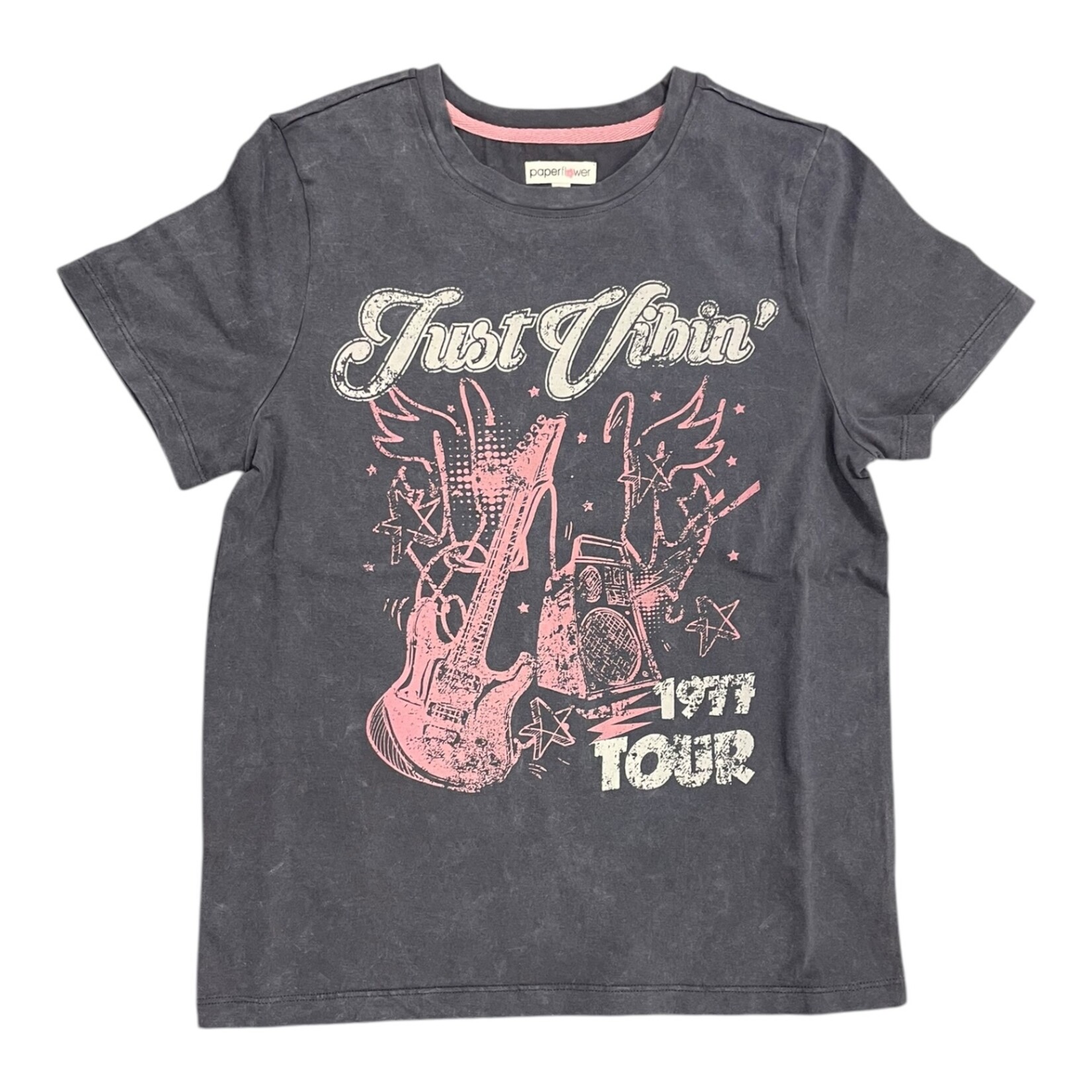 Paper Flower Distressed Rock & Roll Tee #25-377