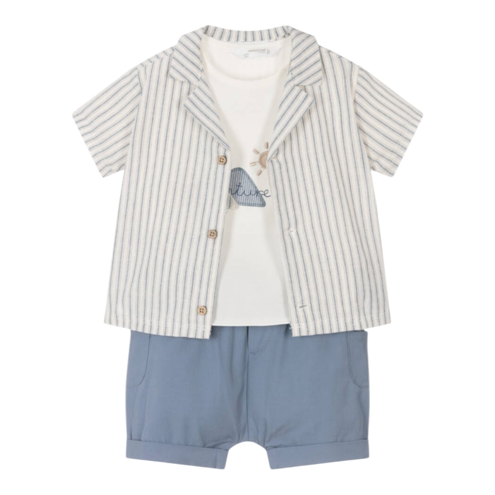 Mayoral Striped Linen Short Set