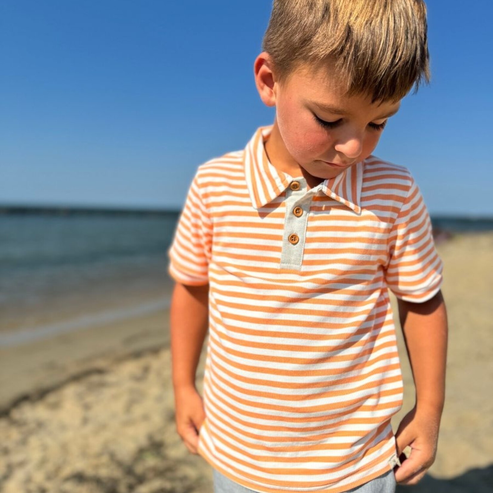 Me & Henry Tangerine Stripe Spring Polo
