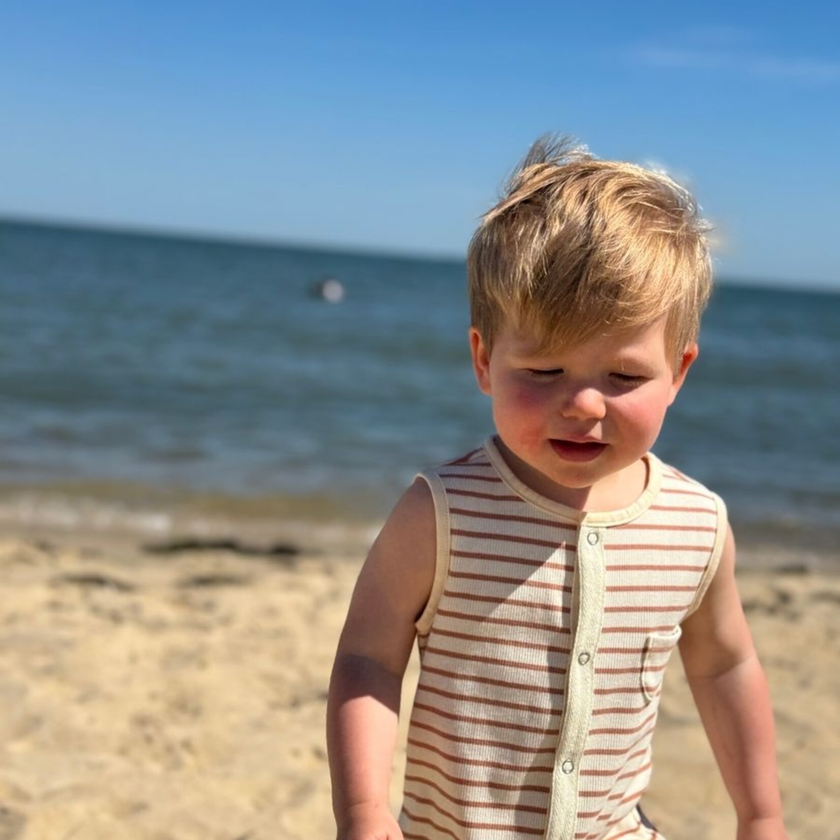 Me & Henry Beige Cream Ribbed Playsuit