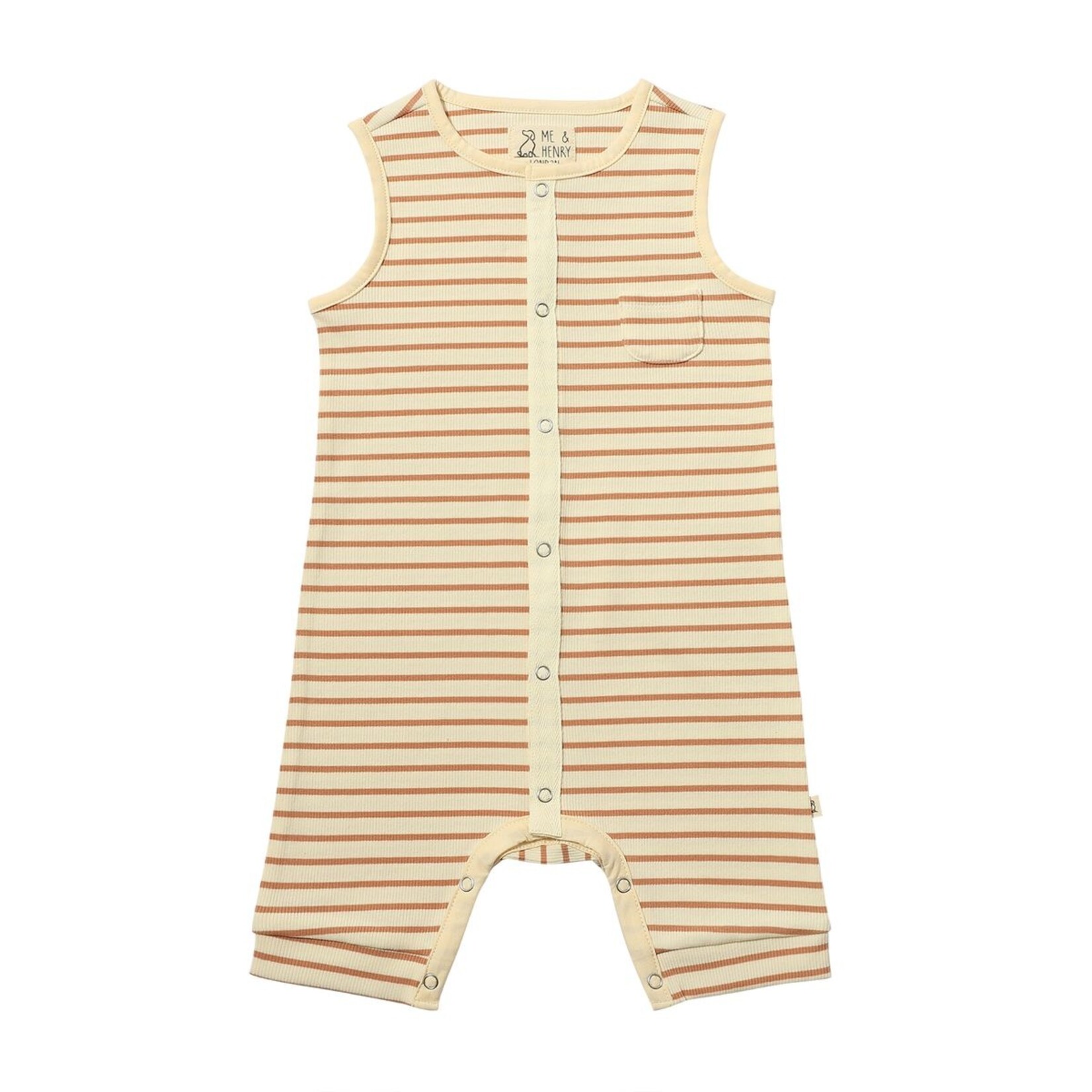Me & Henry Beige Cream Ribbed Playsuit