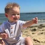 Me & Henry Beige White Raglan Romper