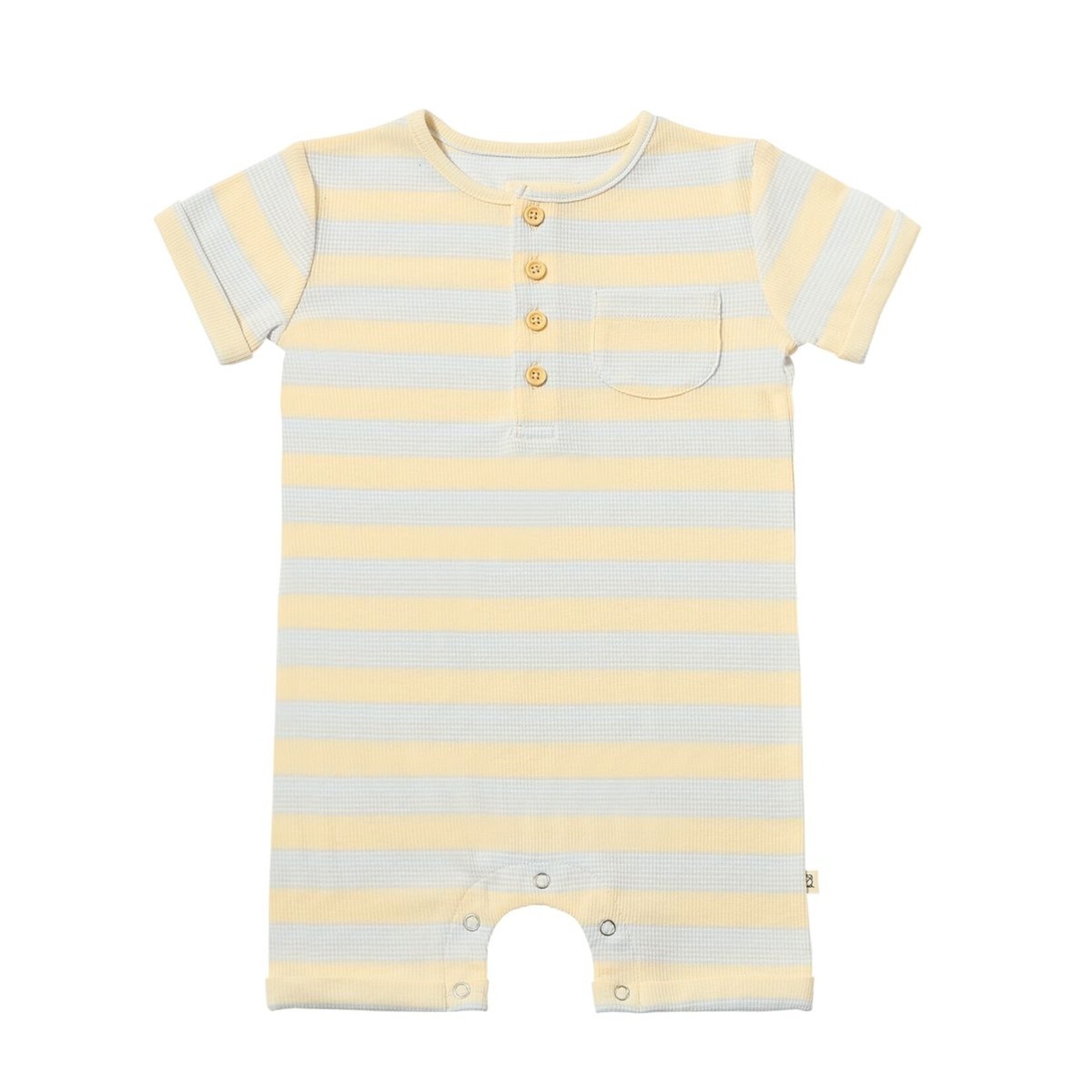 Me & Henry Blue Cream Ribbed Romper