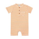 Me & Henry Tangerine Cream Ribbed Romper