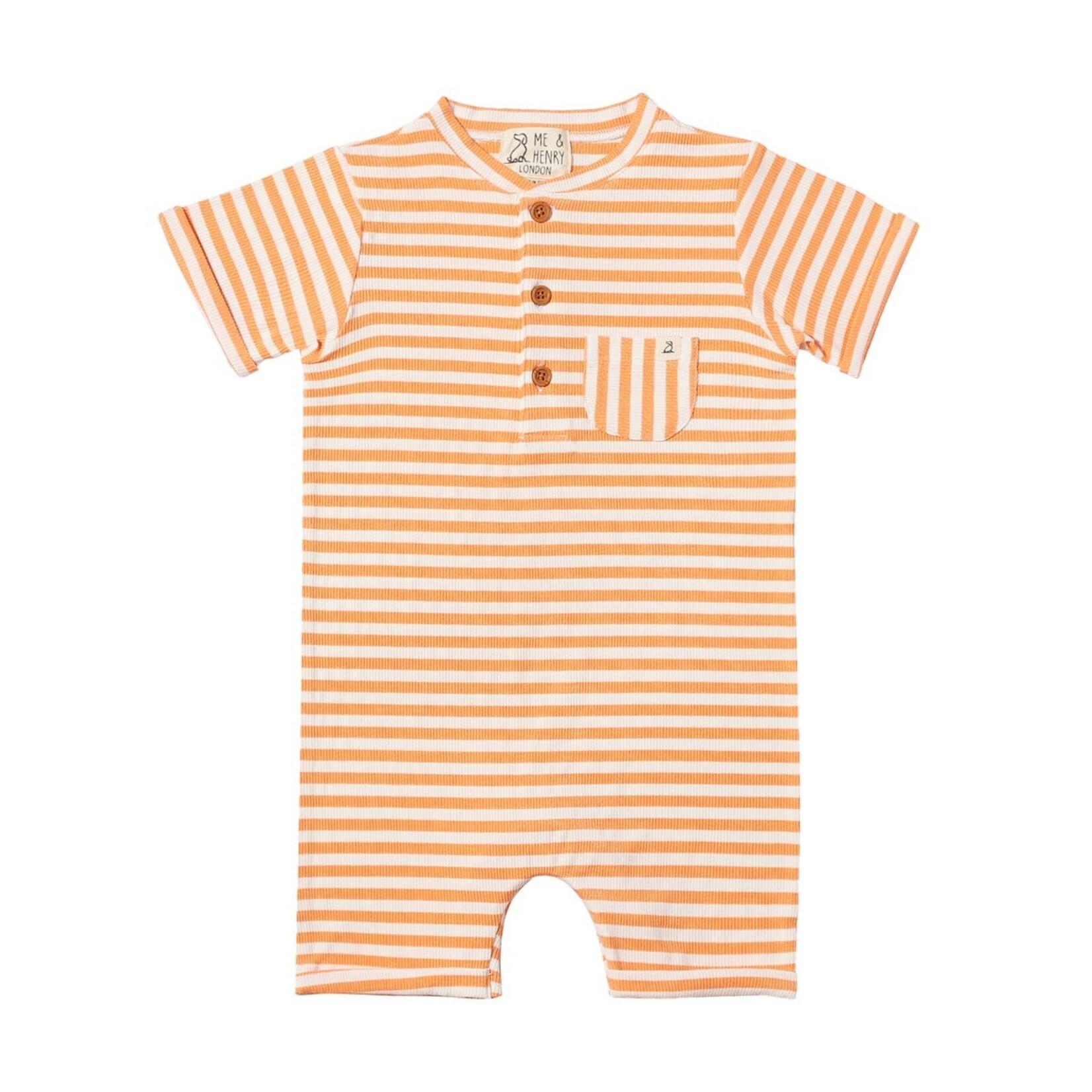 Me & Henry Tangerine Cream Ribbed Romper