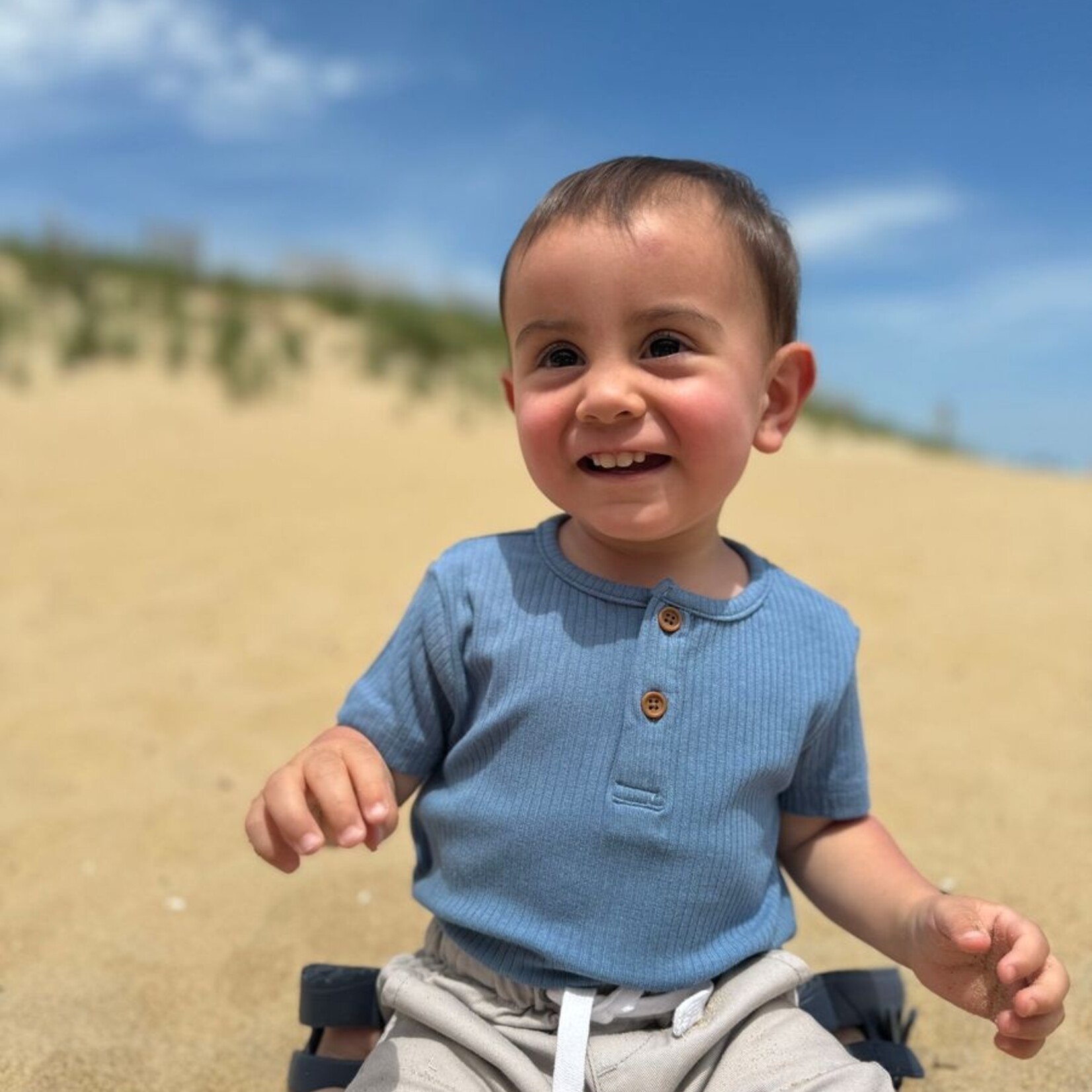 Me & Henry Navy Ribbed Onesie