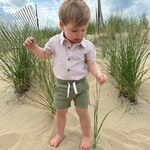 Me & Henry Beige Micro Plaid Helford Onesie