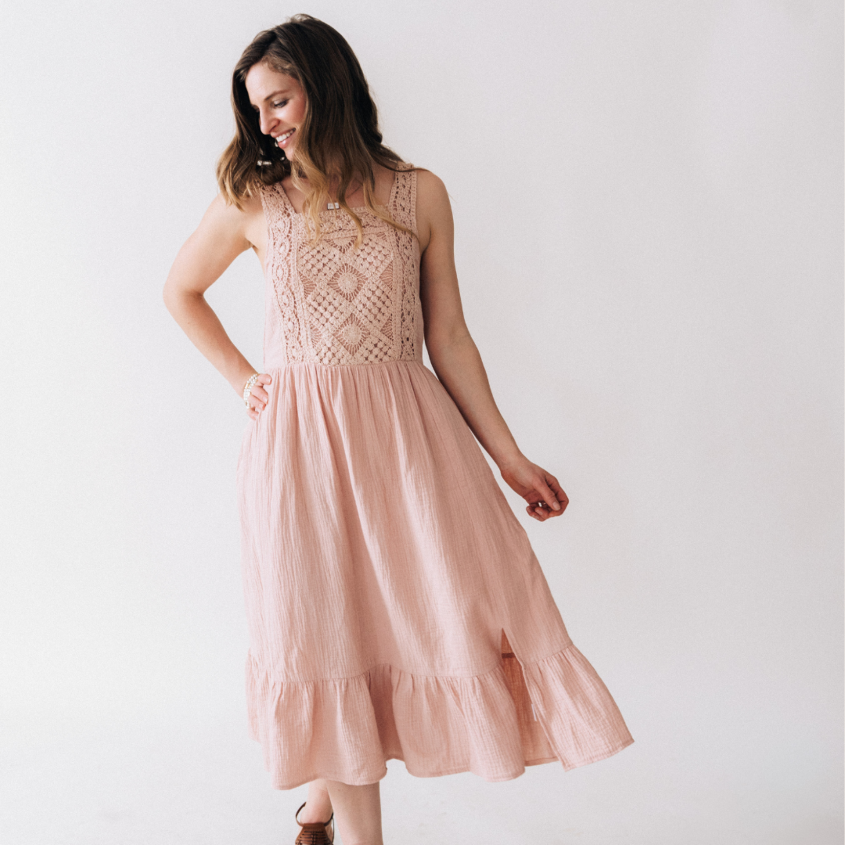 HAHA MAMA Mauve/Cream Mommy Dress & Jacket