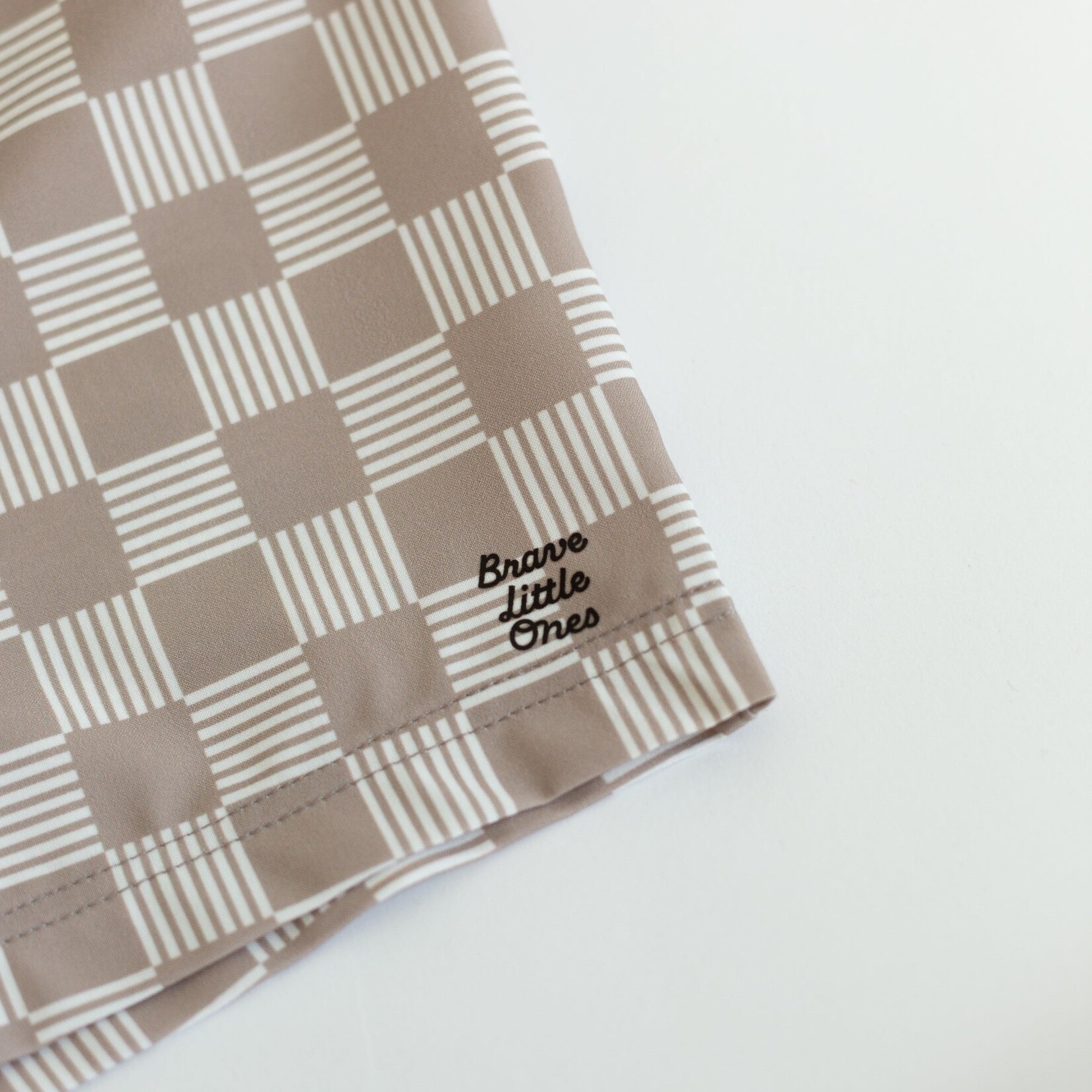 Brave Little Ones Taupe Checkered Swim Trunks
