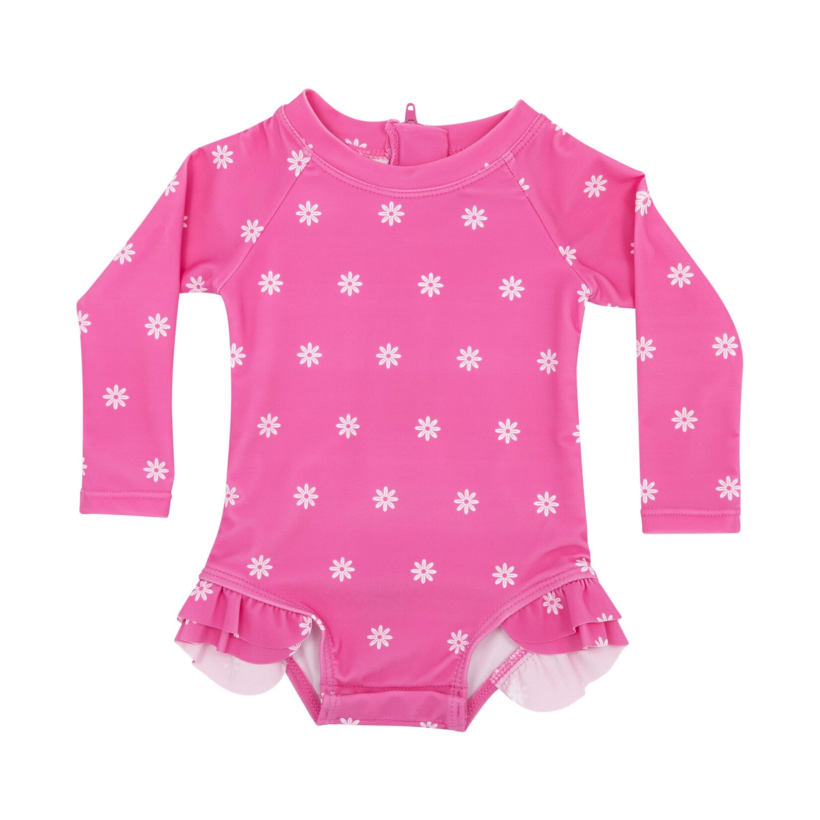Brave Little Ones Hot Pink Daisies Rash Guard Swim Suit