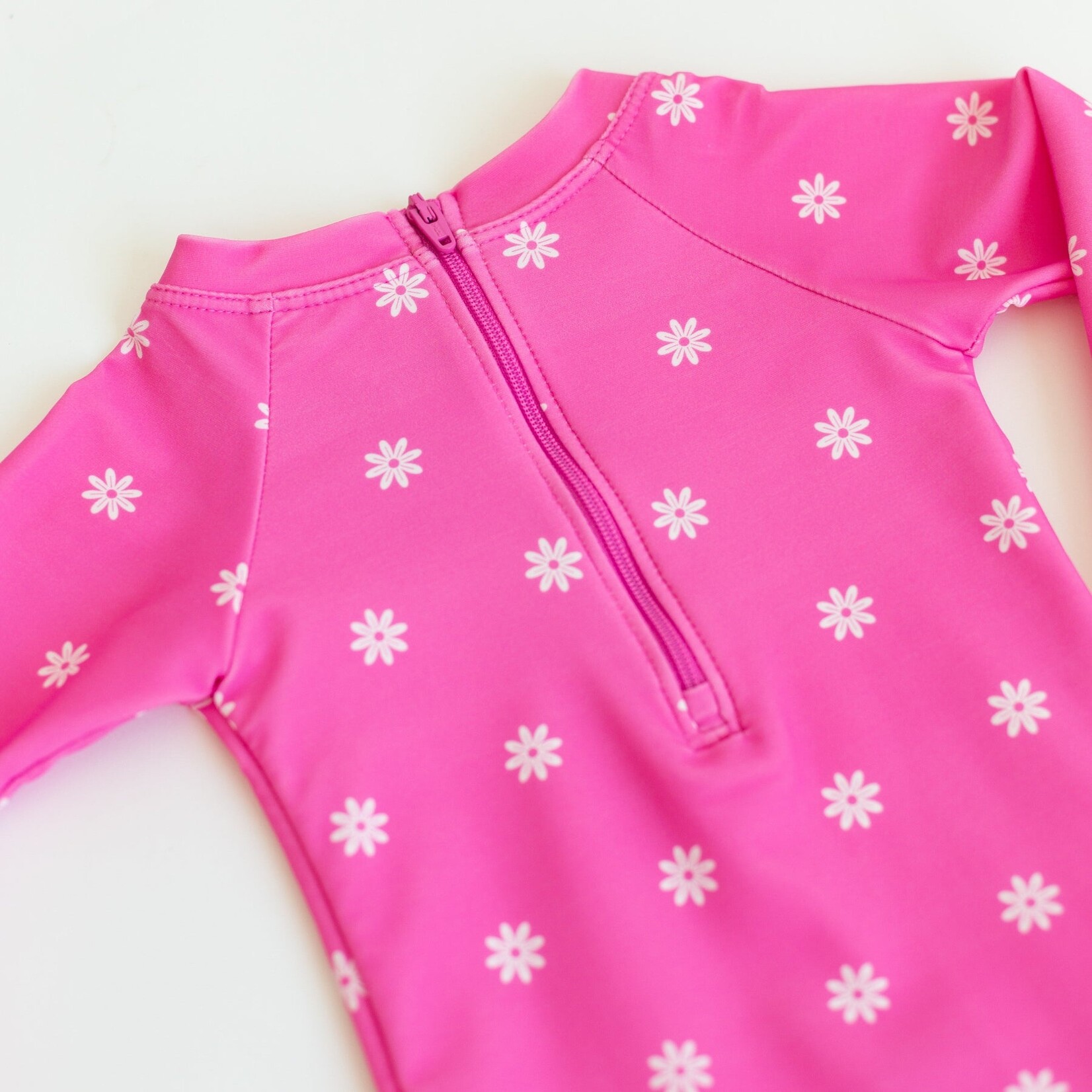 Brave Little Ones Hot Pink Daisies Rash Guard Swim Suit