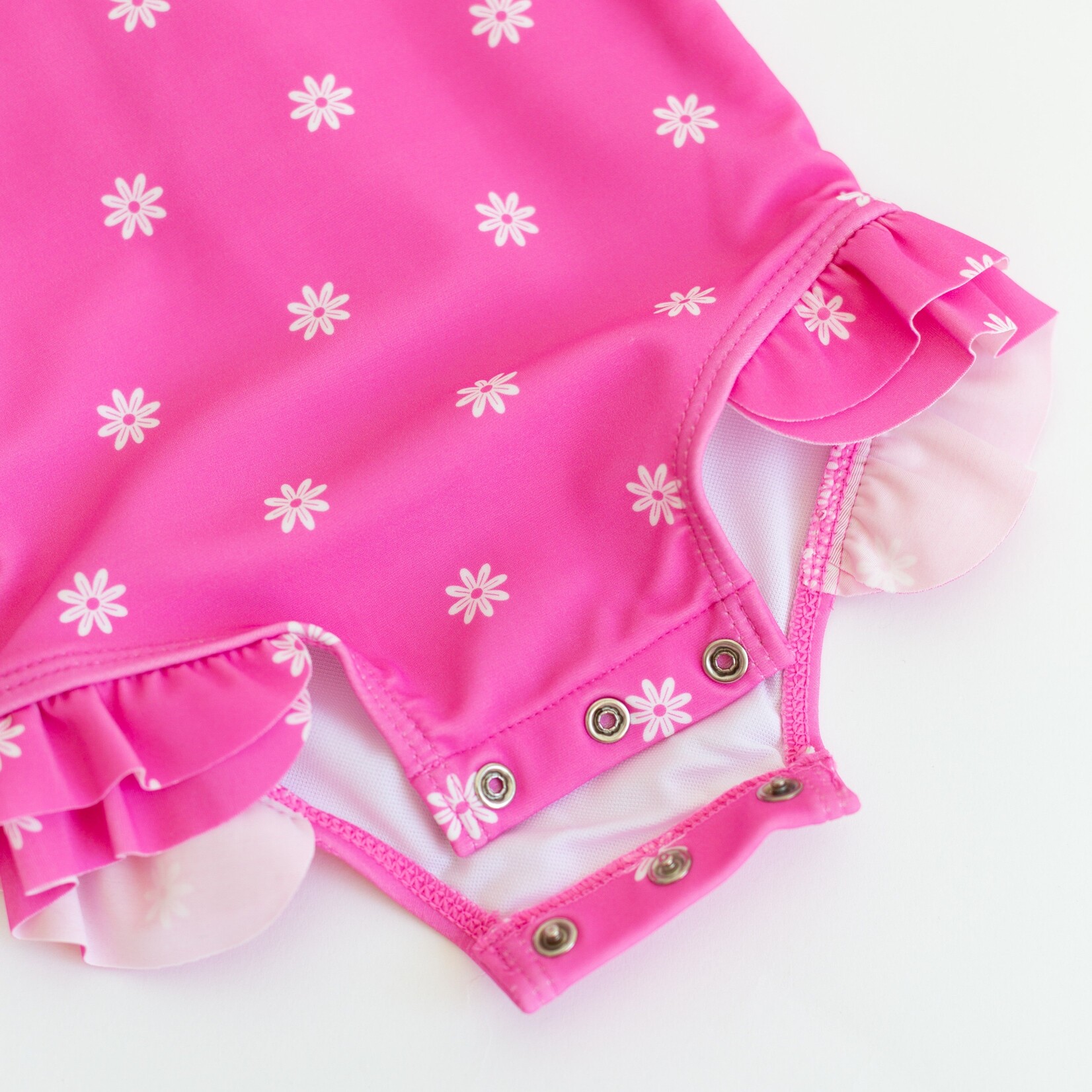 Brave Little Ones Hot Pink Daisies Rash Guard Swim Suit