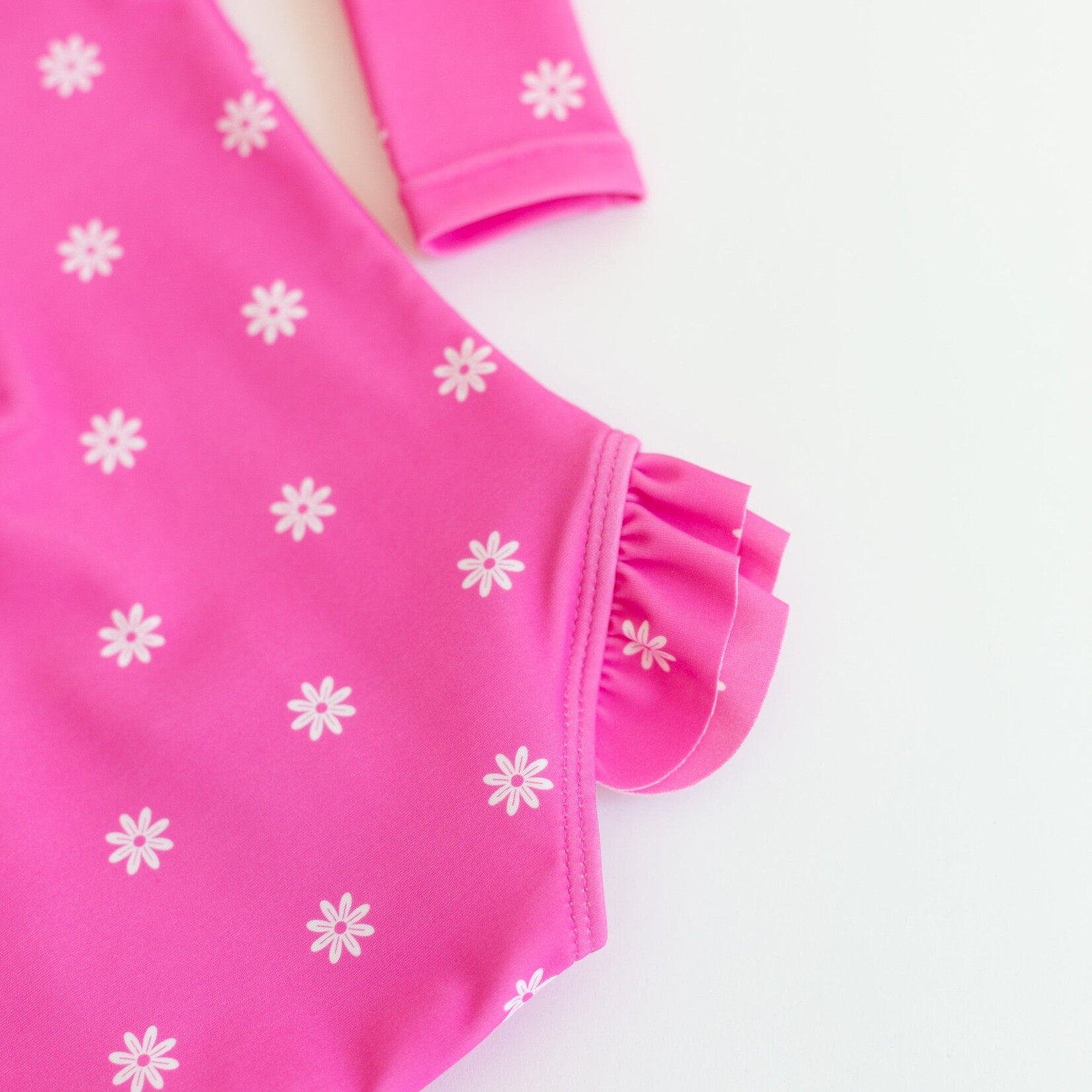 Brave Little Ones Hot Pink Daisies Rash Guard Swim Suit